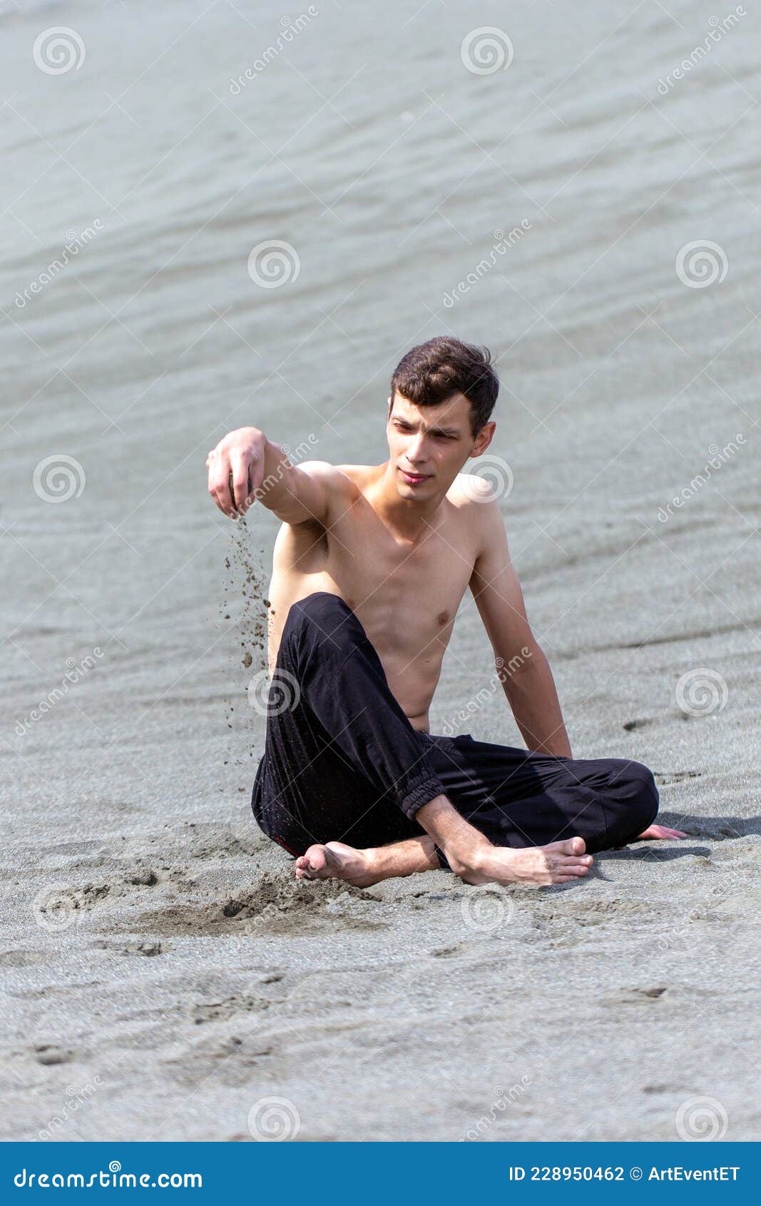 Portrait of Half-naked Guy on Beach Stock Photo - Image of german
