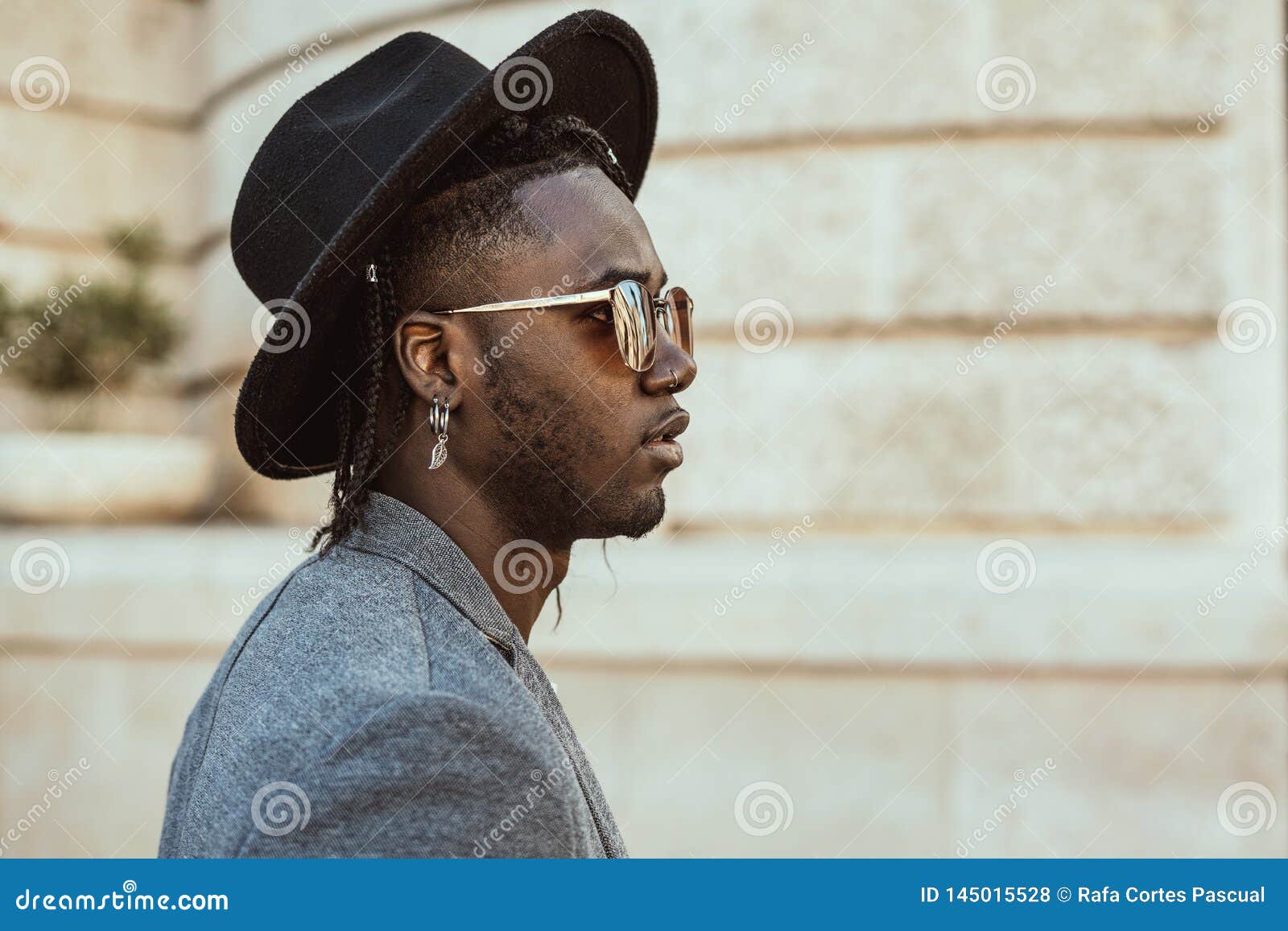 Portrait Handsome African American Man Elegant Profile with   Black Man Style Stock Photo - Image of lifestyle,  beautiful: 145015528
