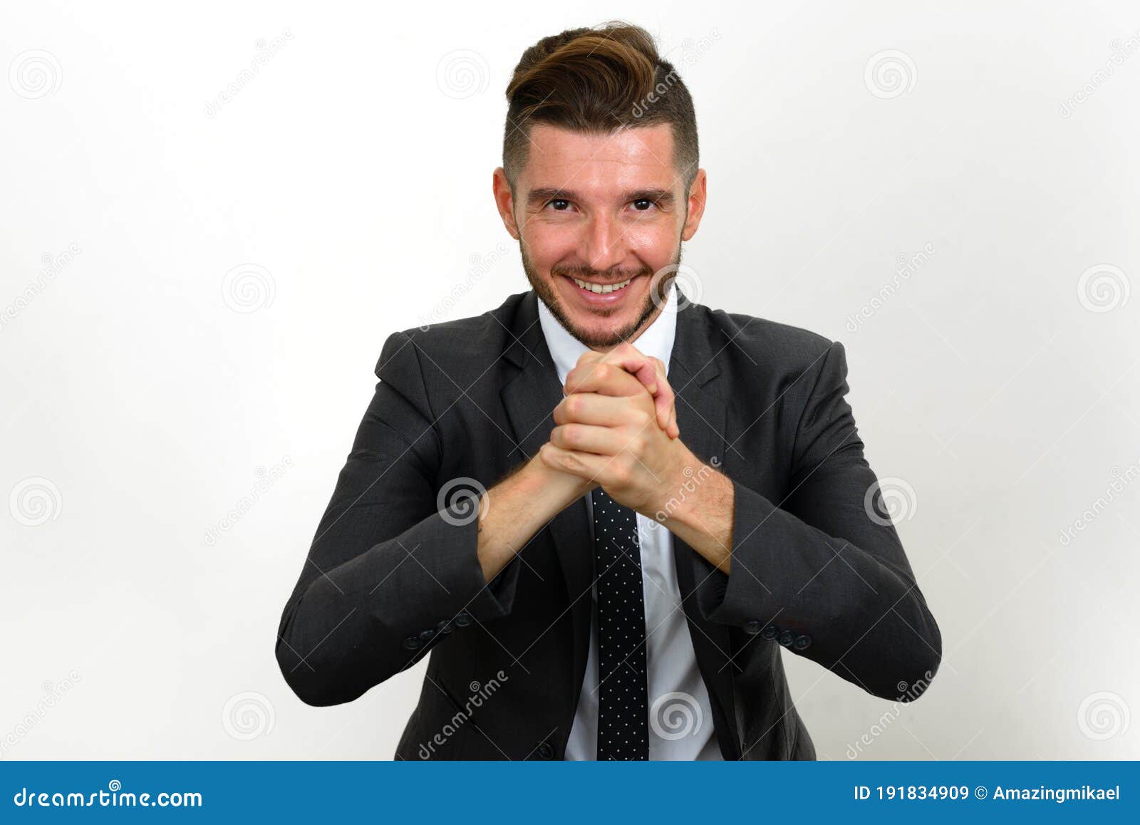 Portrait of Handsome Bearded Hispanic Businessman in Suit Stock Image ...