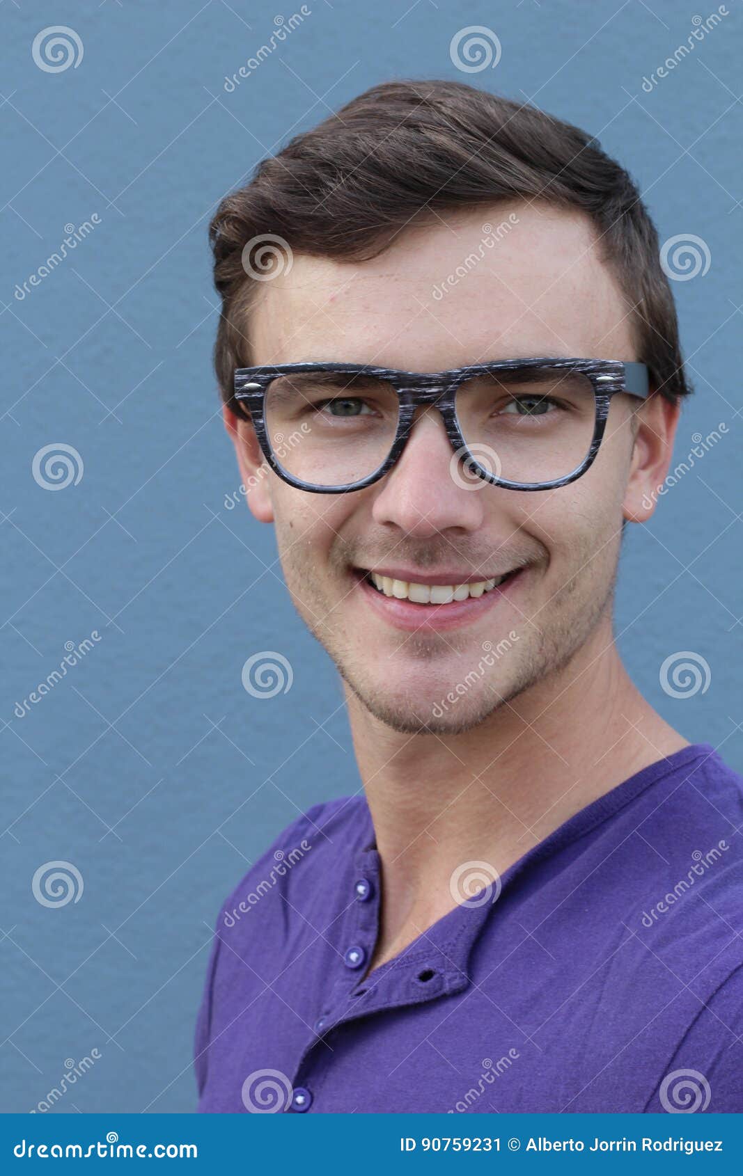 Portrait of a Handsome Happy Man with Glasses Stock Image Image of