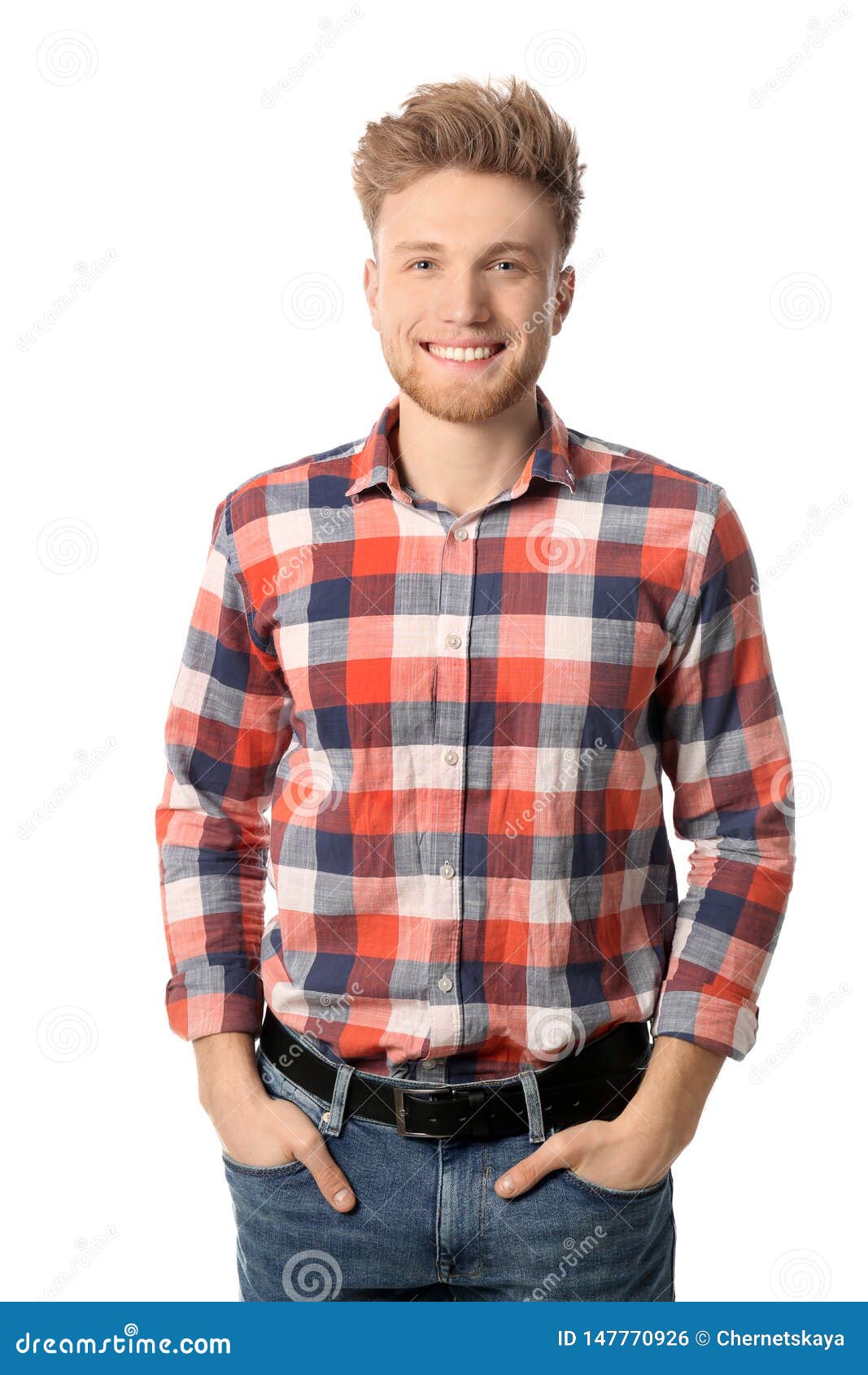 Portrait of Handsome Man Posing on White Stock Photo - Image of happy ...