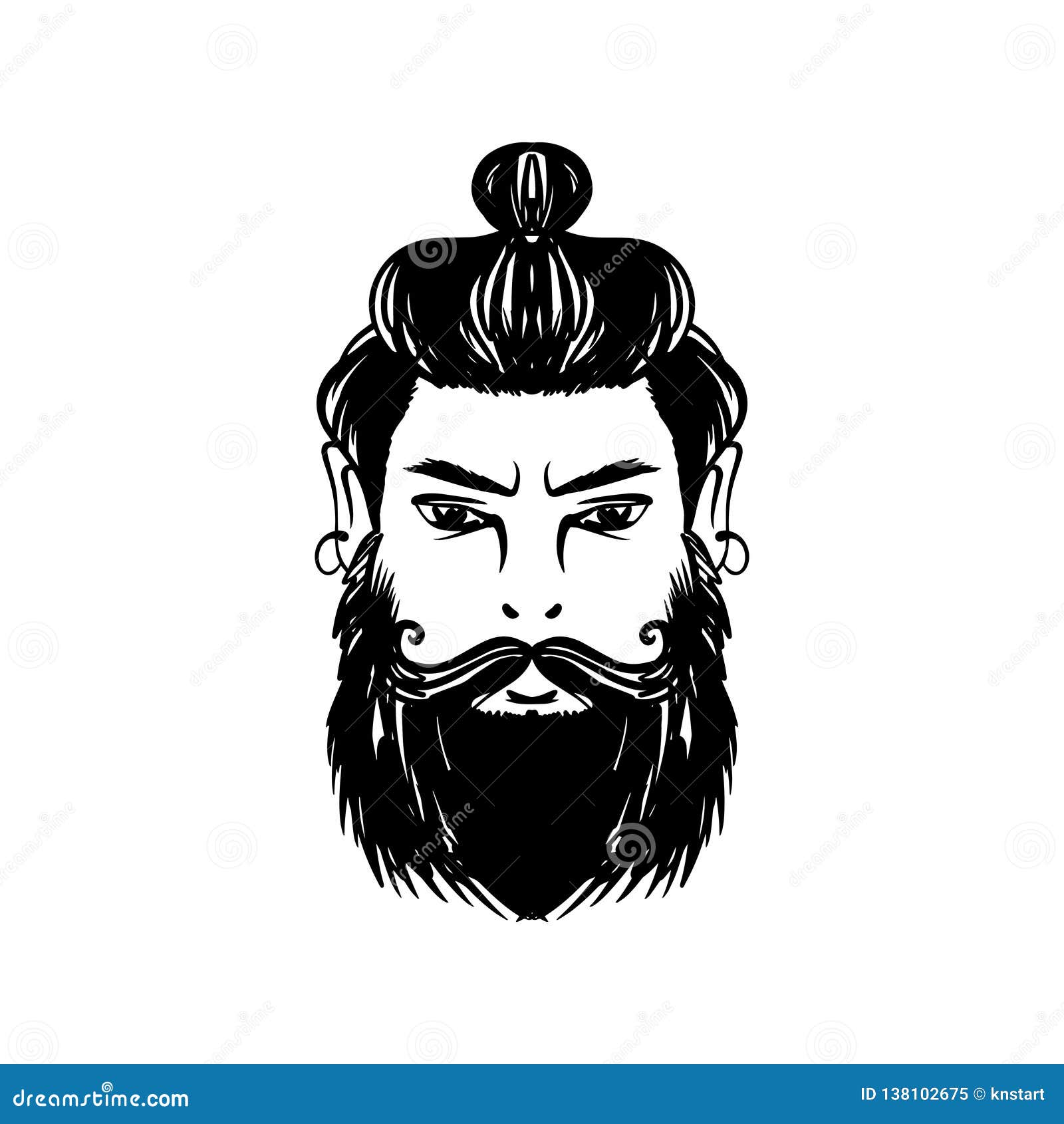 Portrait of Handsome Stylish Casual Man Hipster with Beard. Sketch ...