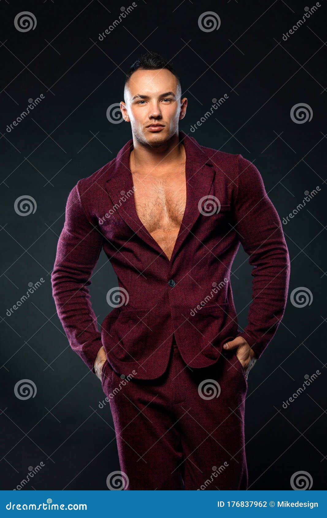 Portrait Of Handsome Stylish Man Bodybuilder With Naked 