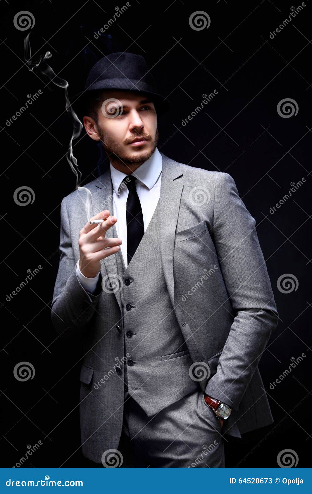 Portrait of Handsome Stylish Man in Elegant Suit Stock Image - Image of ...