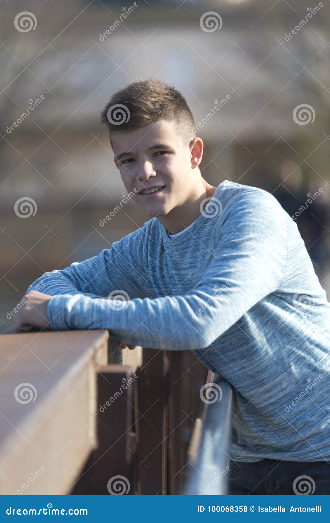 Portrait of Handsome Teenage Boy Outdoors Stock Photo - Image of ...