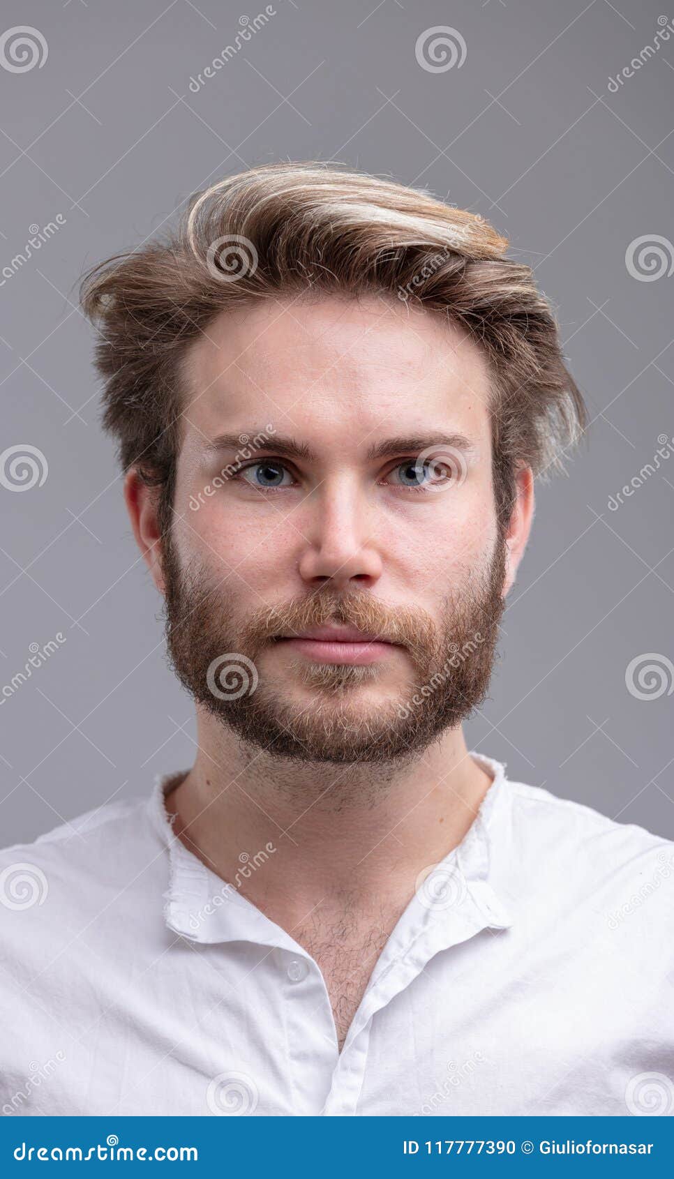 Portrait of a Handsome Young Bearded Man Thinking Stock Photo - Image ...