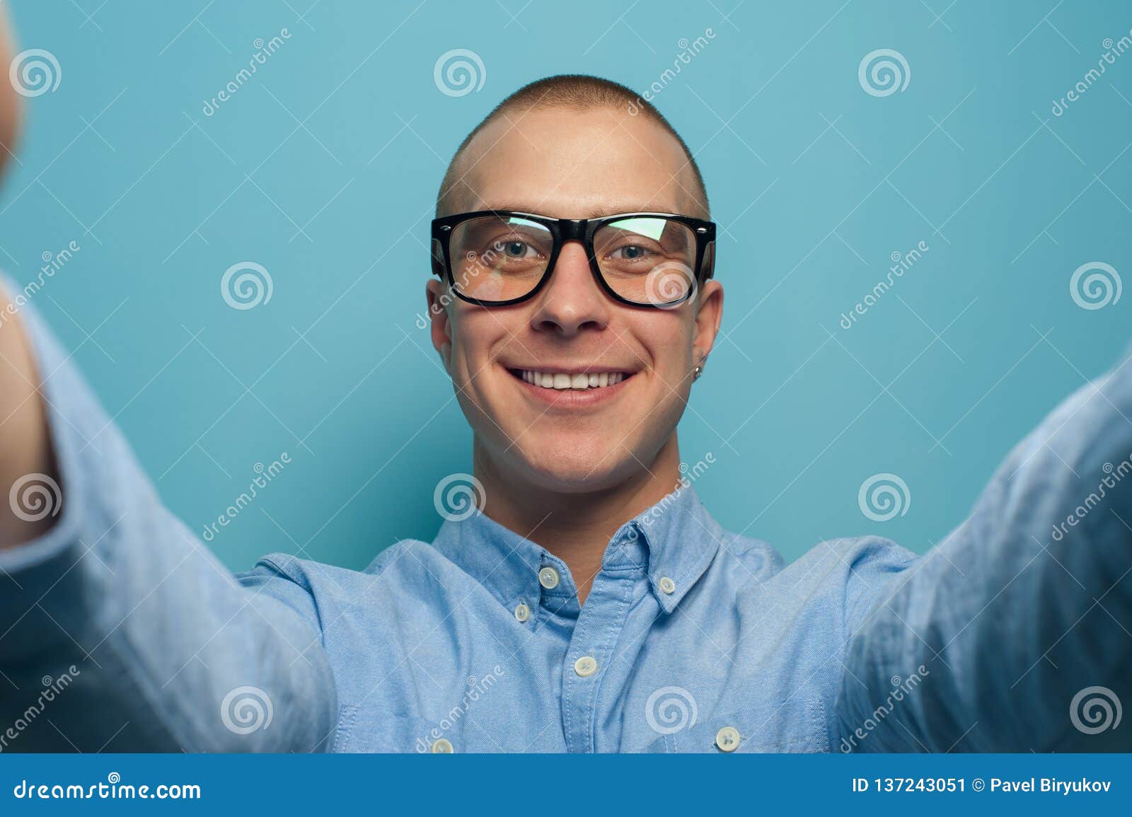 Manager Taking a Selfie on a Tablet Stock Image - Image of dark, male ...