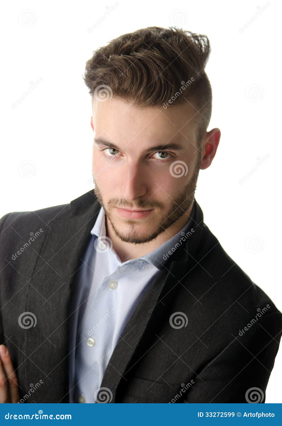 Portrait of Handsome Young Man on White Background Stock Image - Image ...