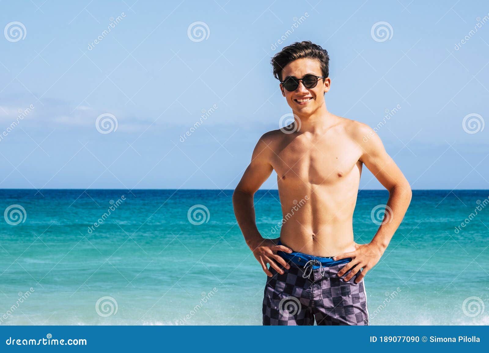 Portrait of Handsome Young Teenager Caucasian Man Smile and Enjoy the ...