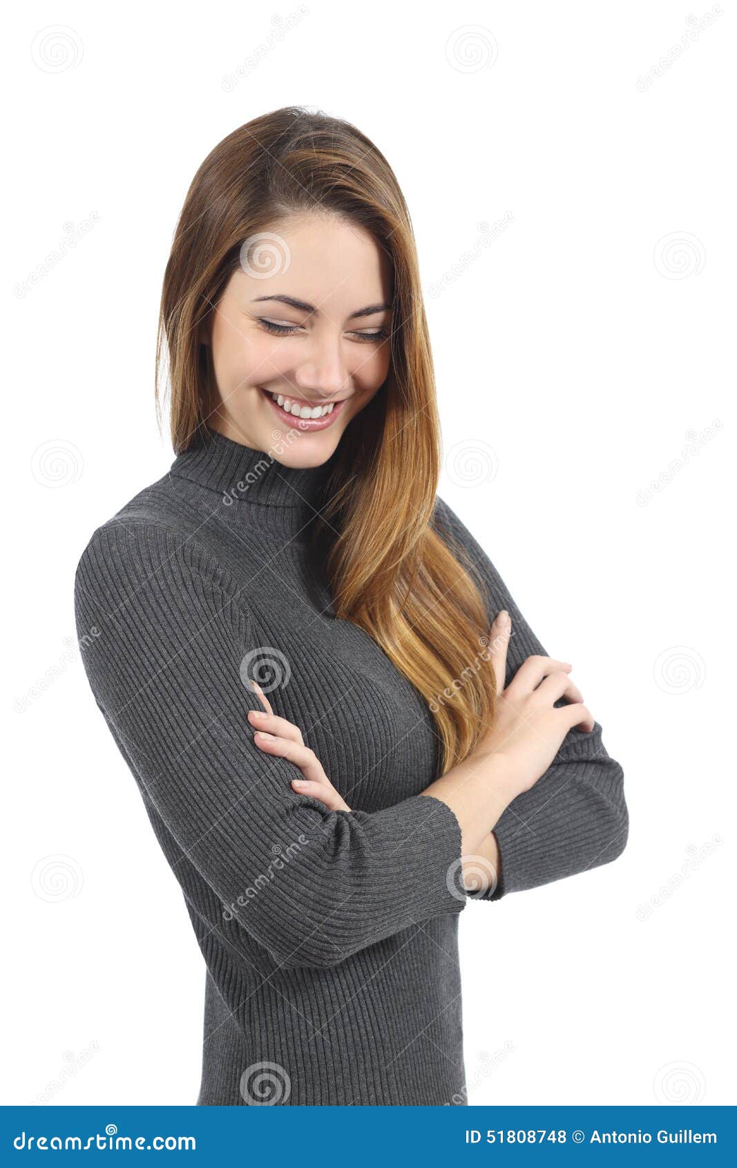 portrait of a happy candid woman laughing