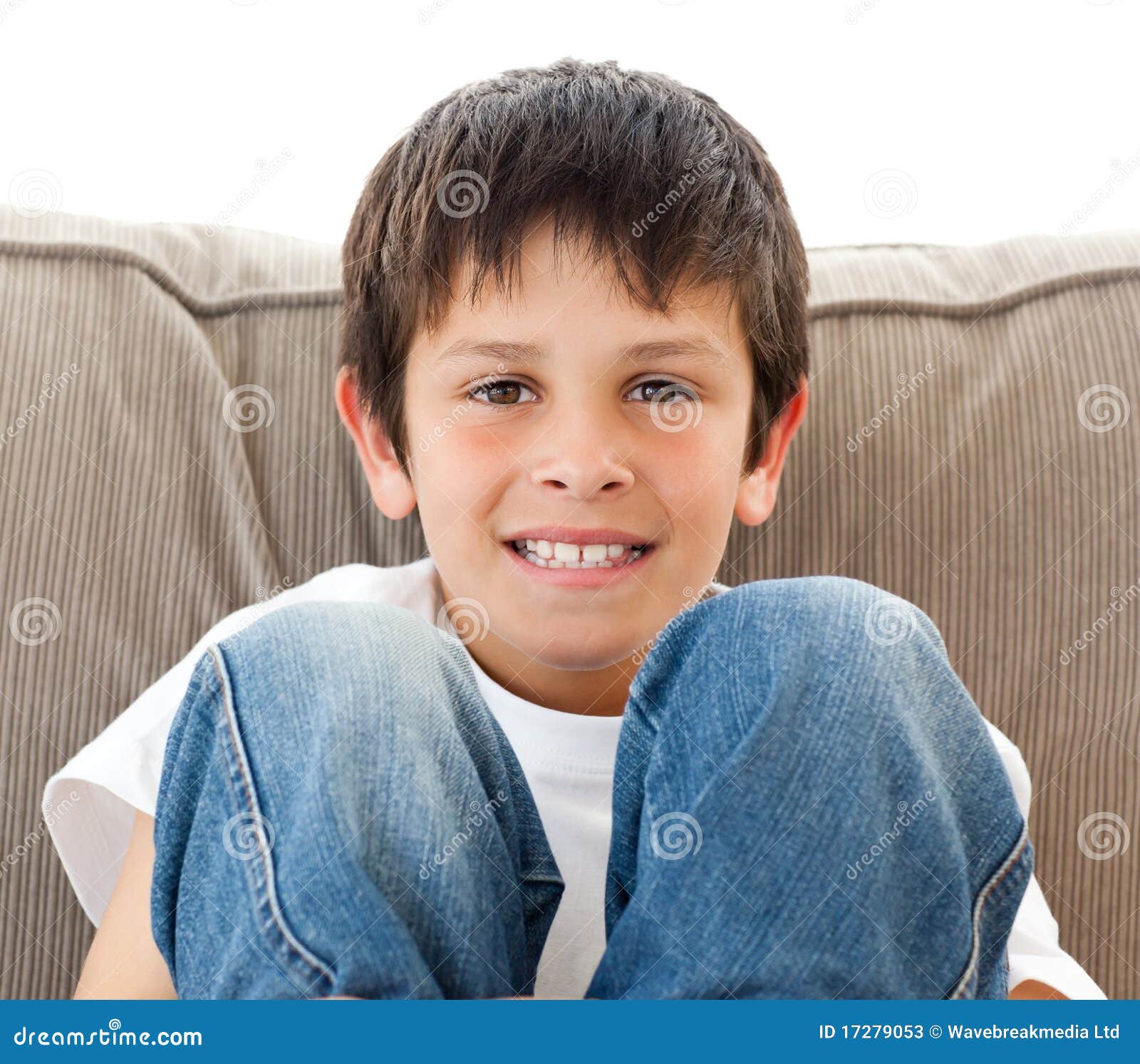 Portrait of a Happy Child Relaxing on the Sofa Stock Image Image of