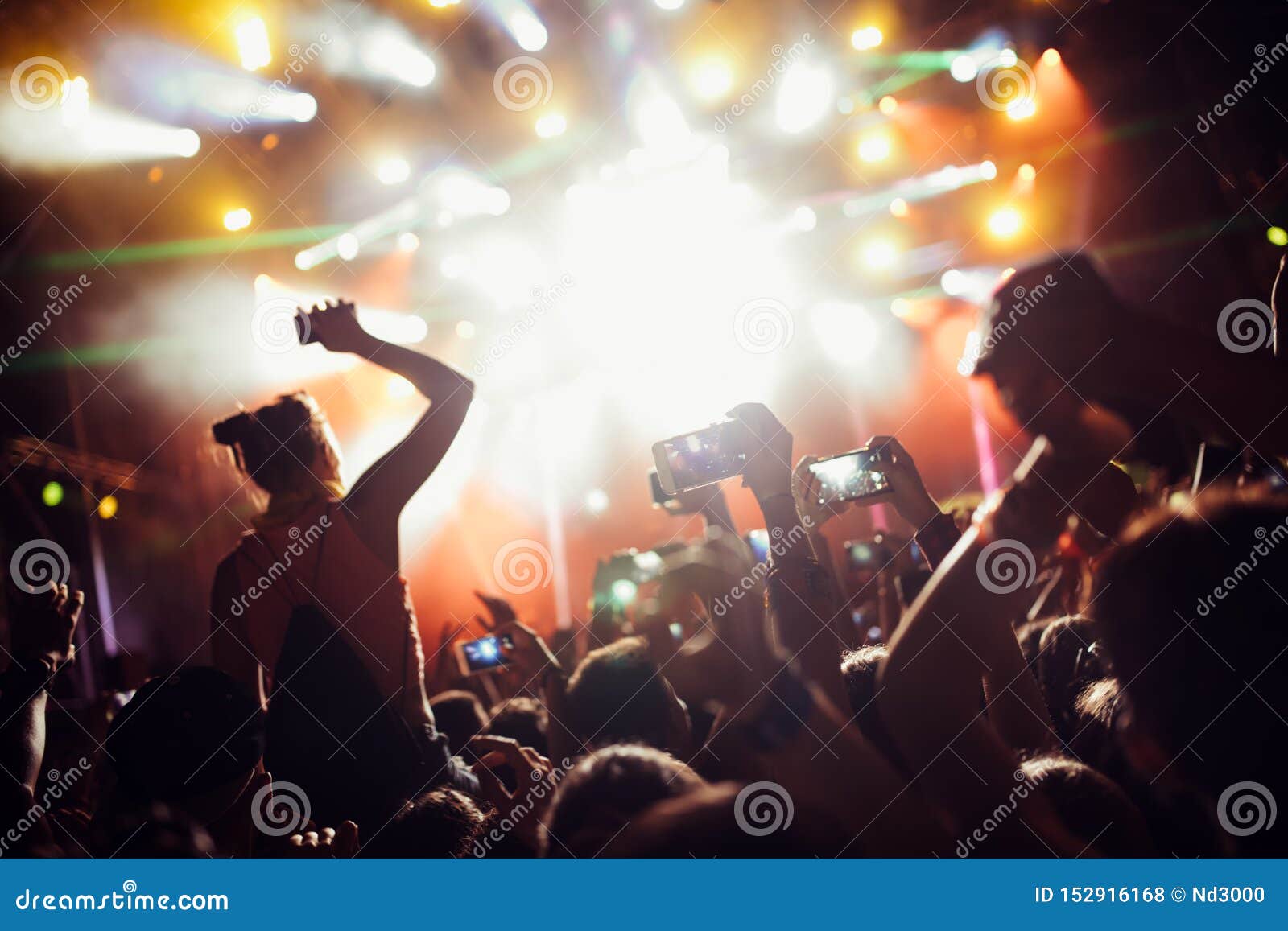 Portrait of Happy Crowd Enjoying at Music Festival Stock Photo - Image ...