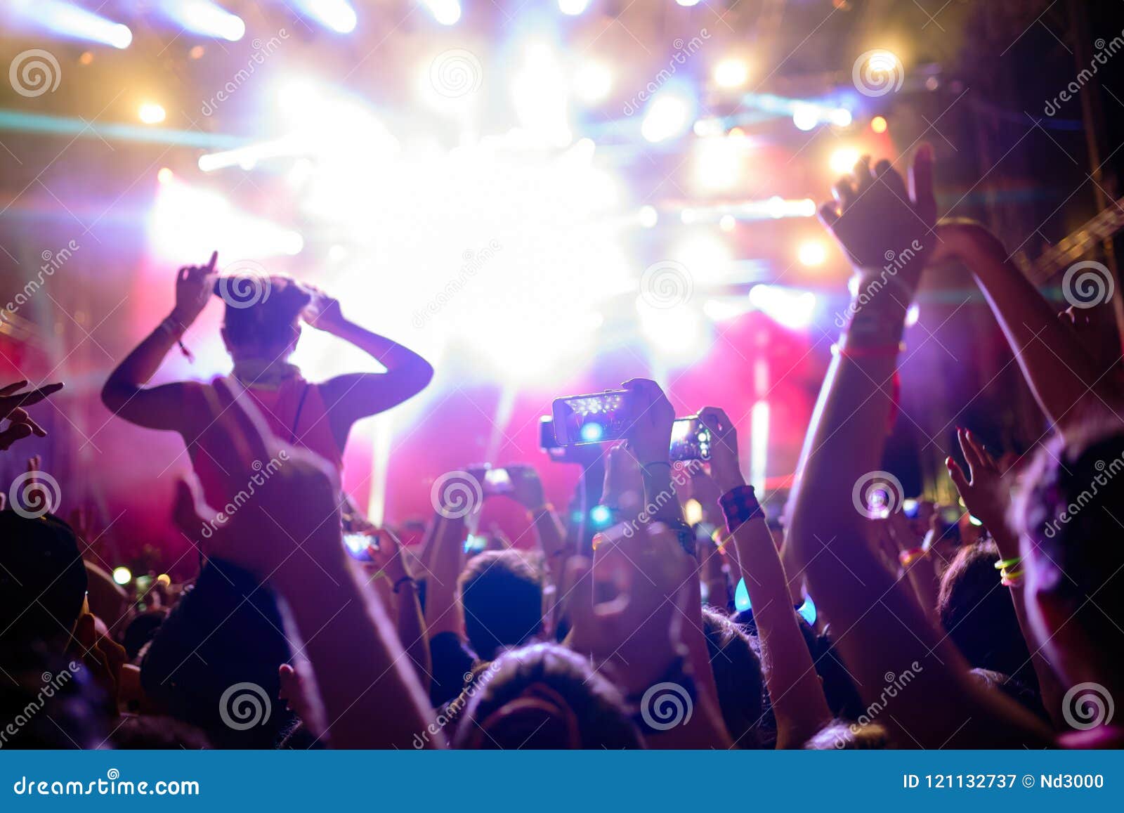 Portrait of Happy Crowd Enjoying at Music Festival Stock Image - Image ...