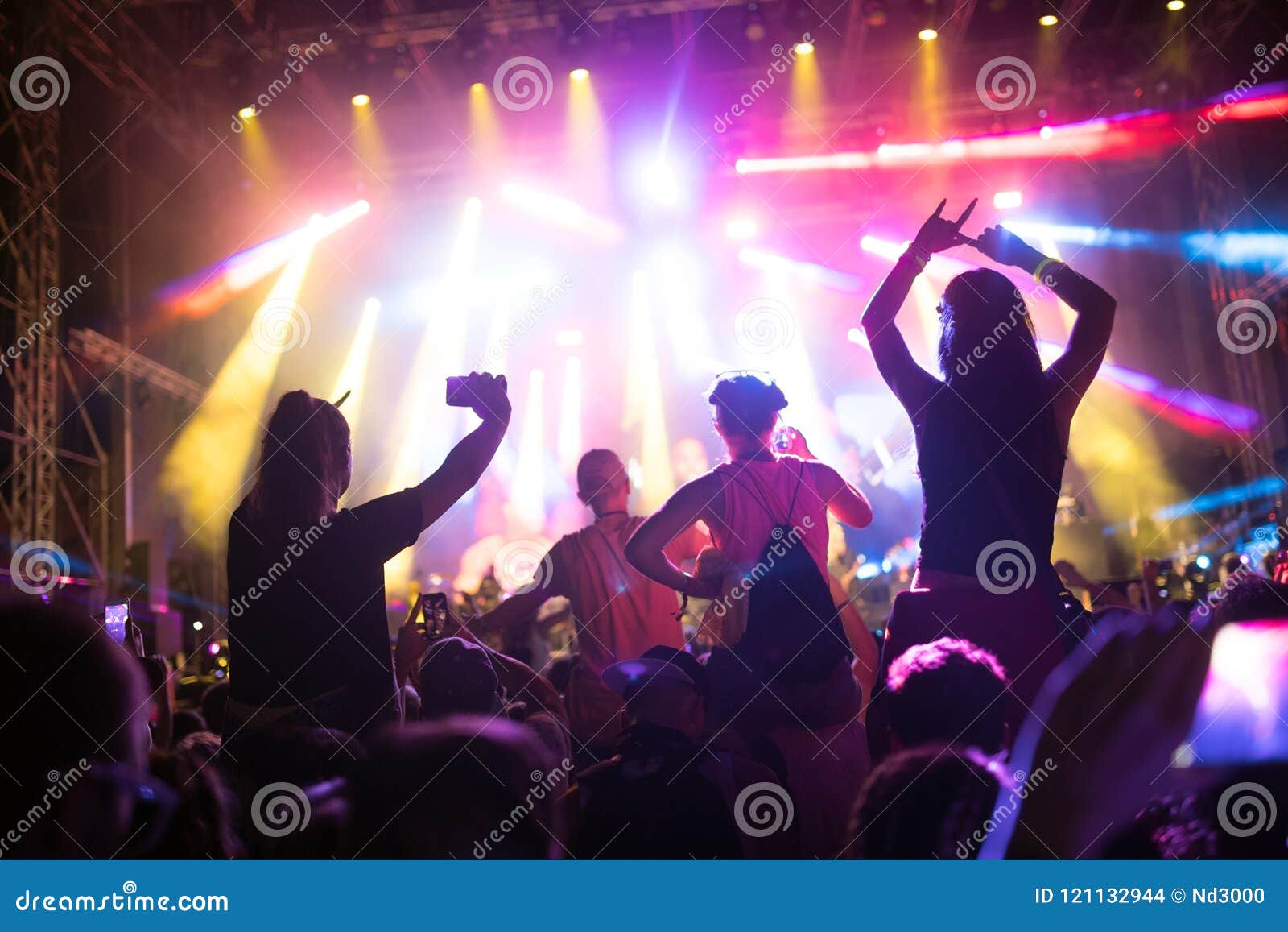 Portrait of Happy Crowd Enjoying at Music Festival Stock Photo - Image ...