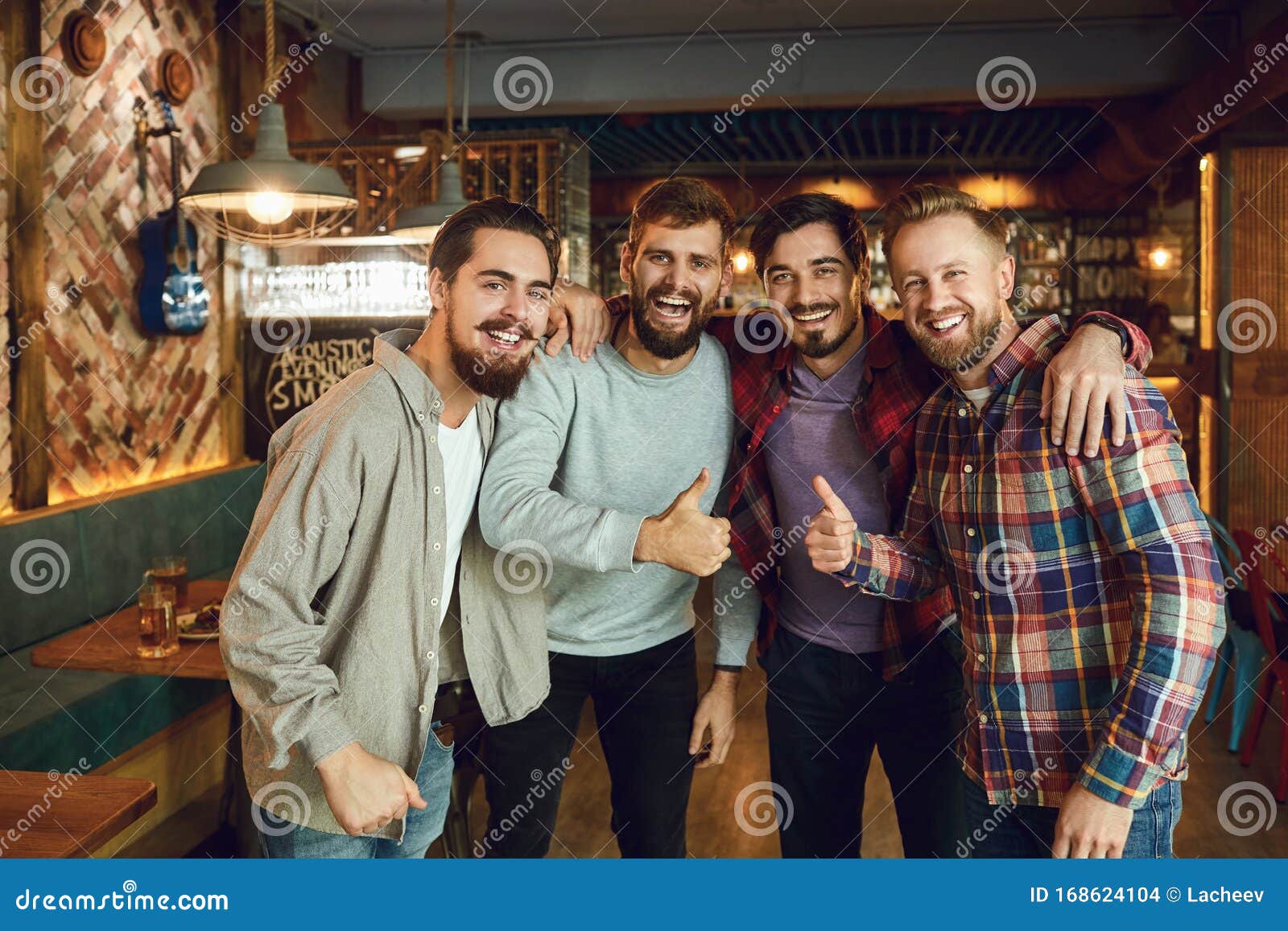 Portrait of Happy Friends at a Bar Restaurant. Stock Photo - Image of ...