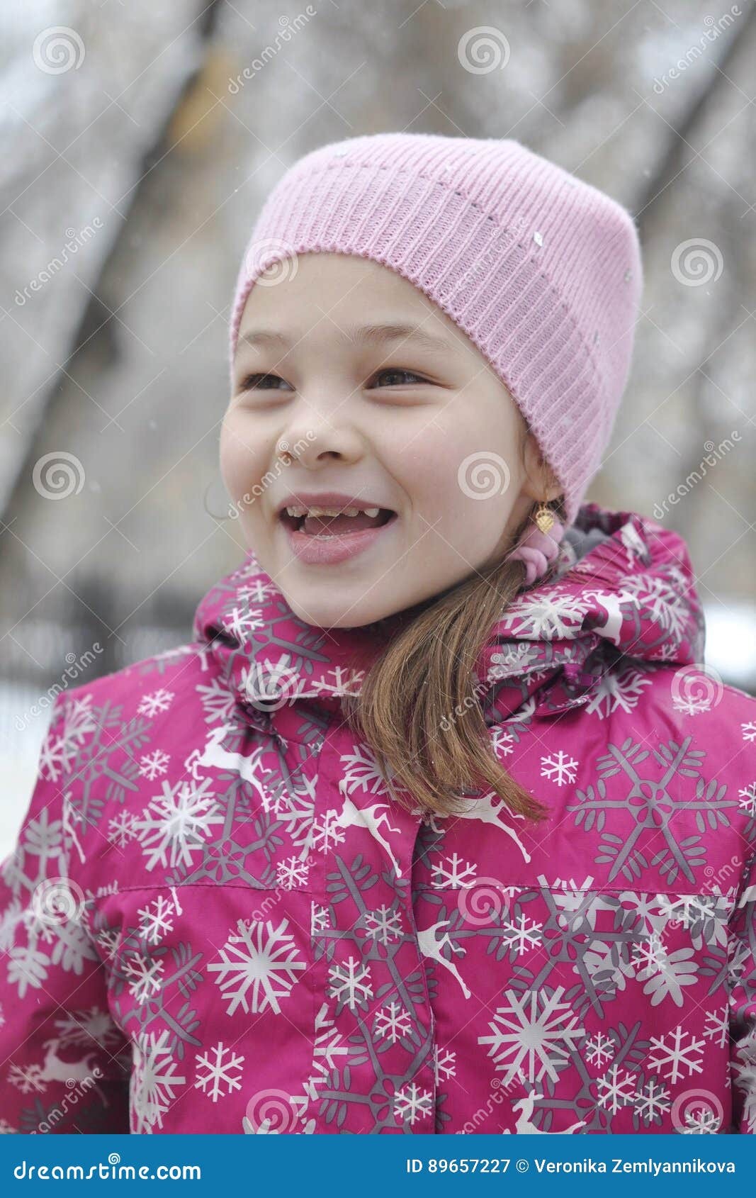 Portrait of the Happy Girl in Winter Clothes. Stock Image - Image of ...