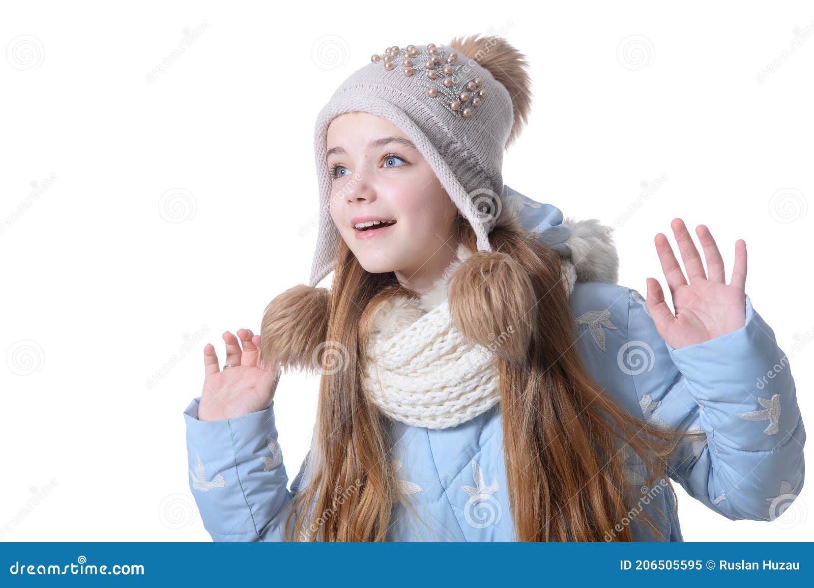 Portrait of Happy Little Girl in Warm Clothes Stock Image - Image of ...