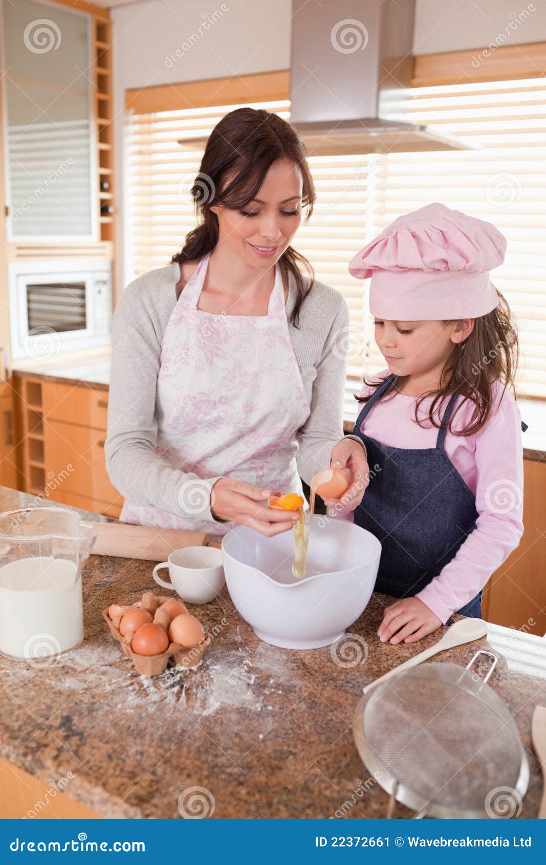 Portrait of a Happy Mother and Her Daughter Baking Stock Image Image