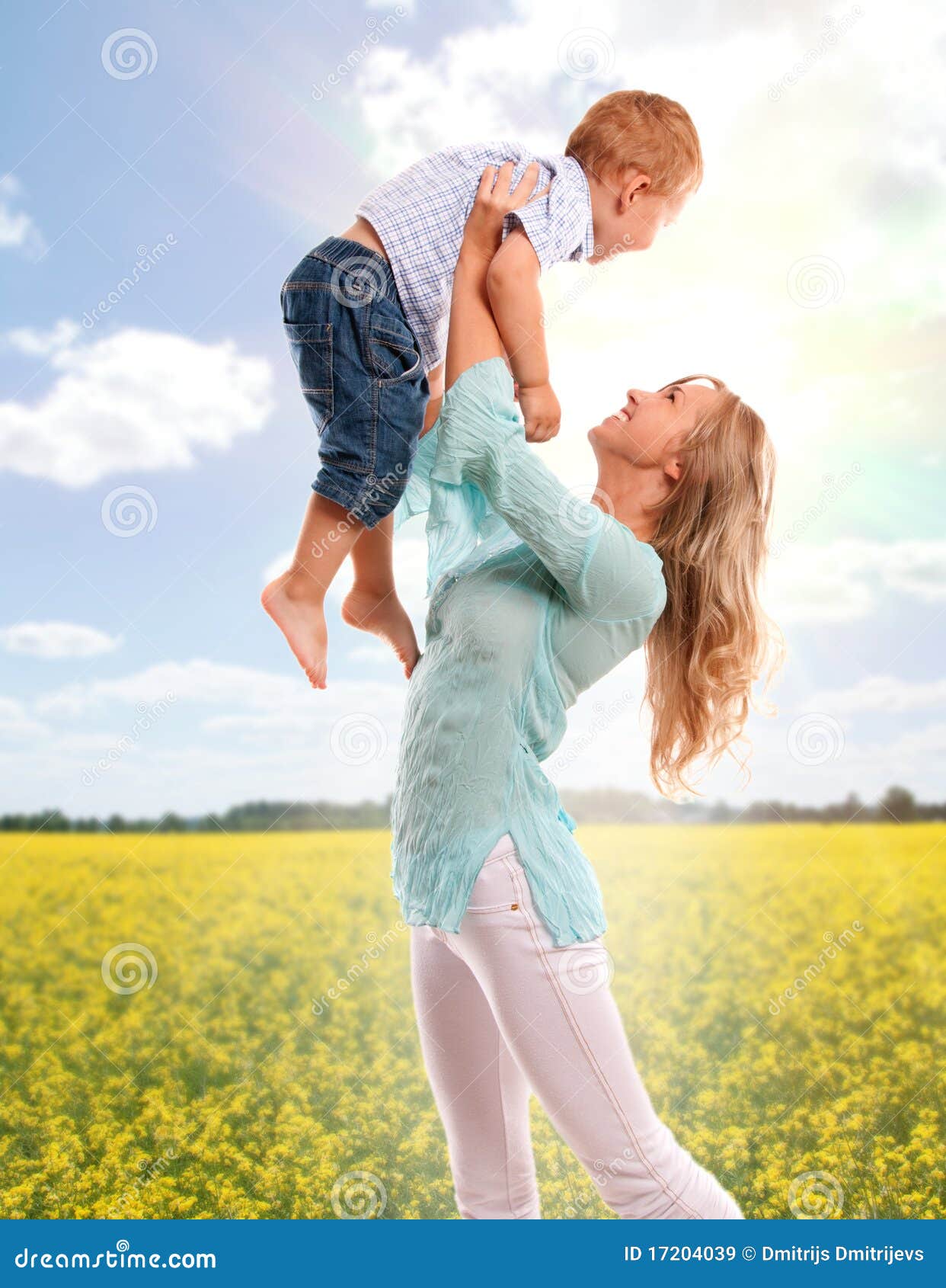 portrait of happy mother with joyful son