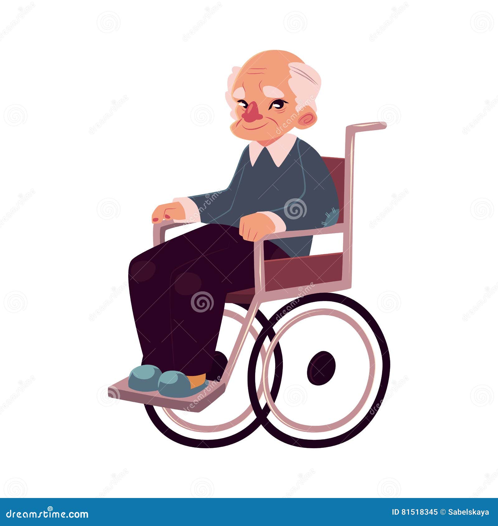 Portrait of Happy Old Man Sitting in Wheelchair Stock Vector ...