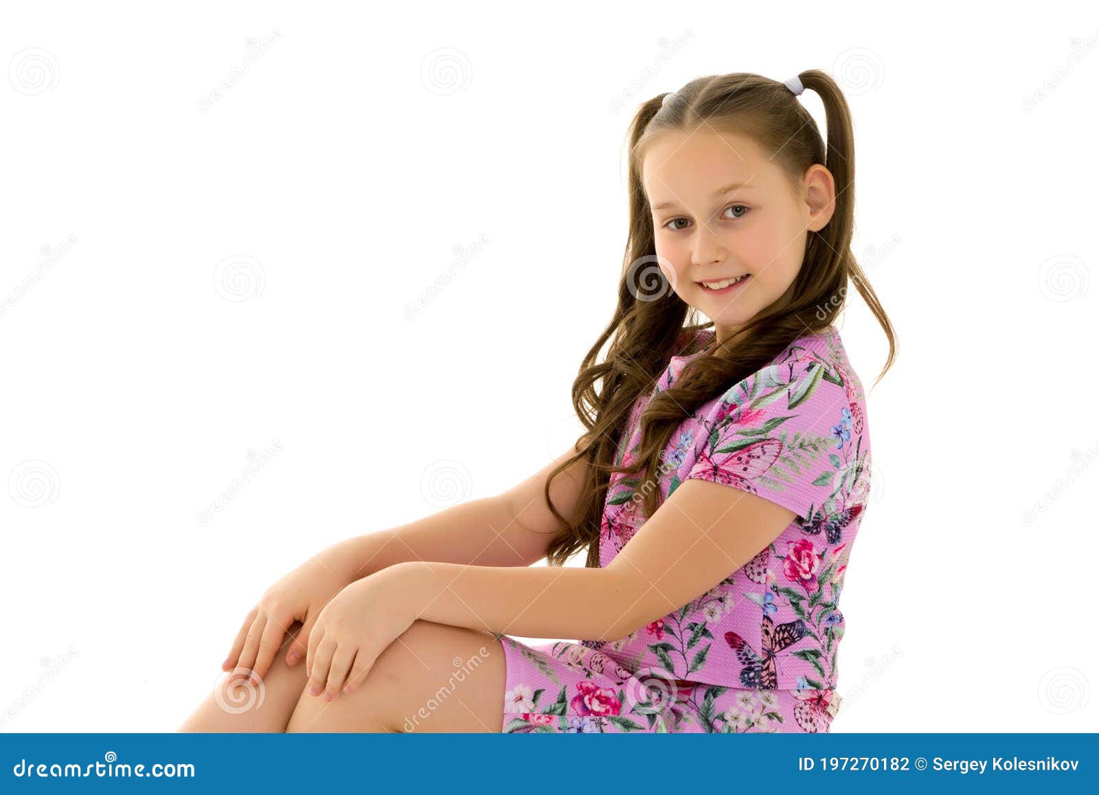 Cute Little Girl is Smiling. Concept of Children`s Emotions. Stock ...