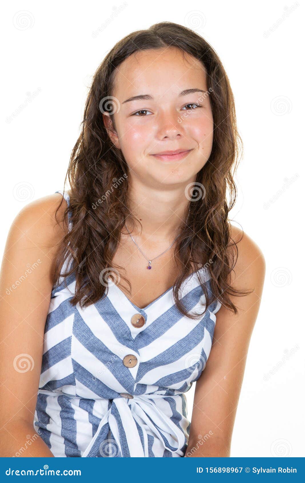 Portrait of a Happy Teenage Girl Over White Background Stock Image ...