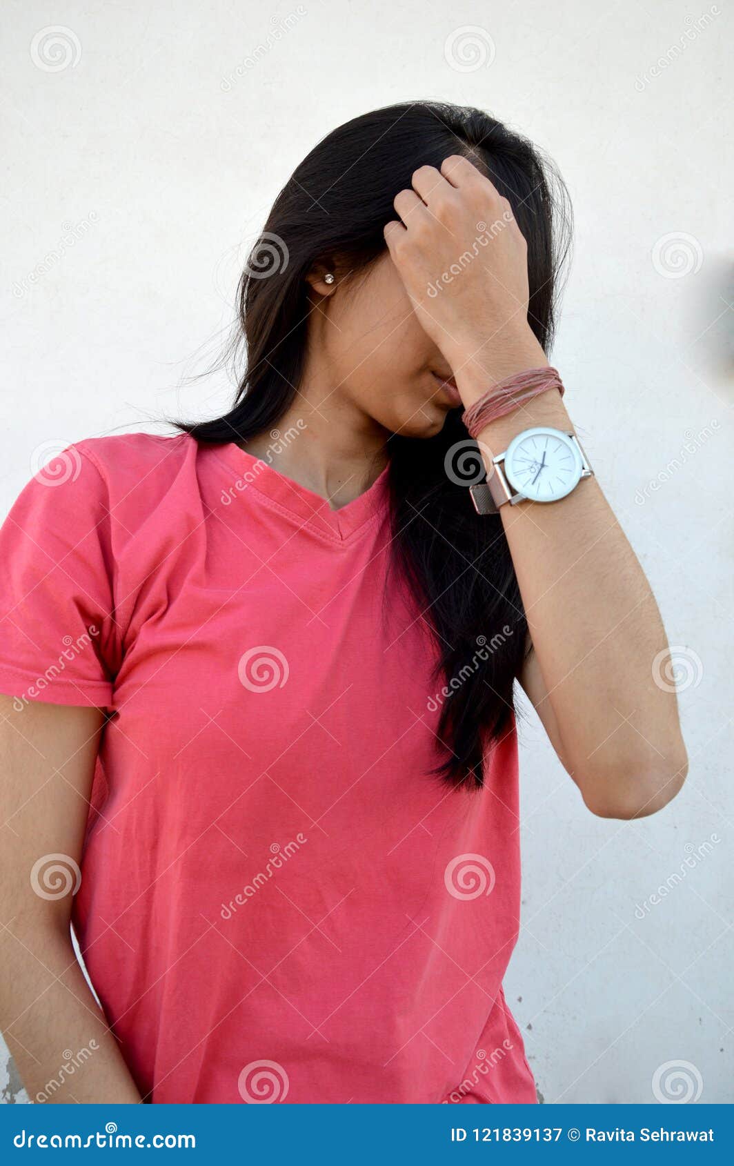 Portrait of Hidden Face Teenage Girl. Stock Image - Image of ...