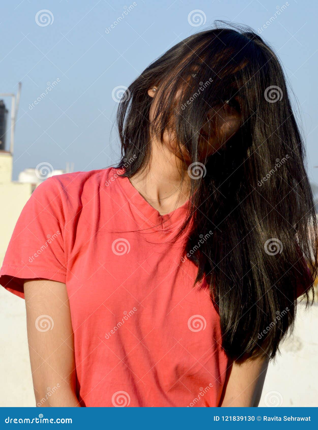 Portrait of Hidden Face Teenage Girl. Stock Photo - Image of long ...