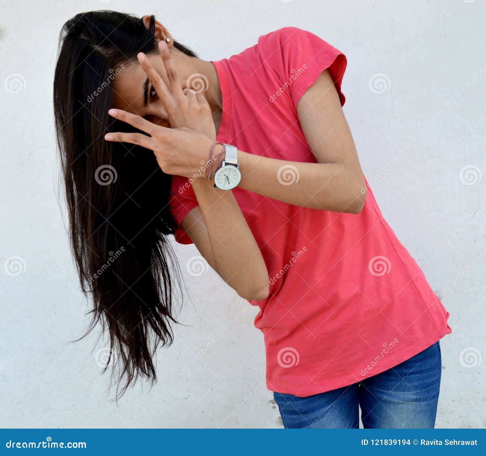 Portrait of Hidden Face Teenage Girl. Stock Photo - Image of ...