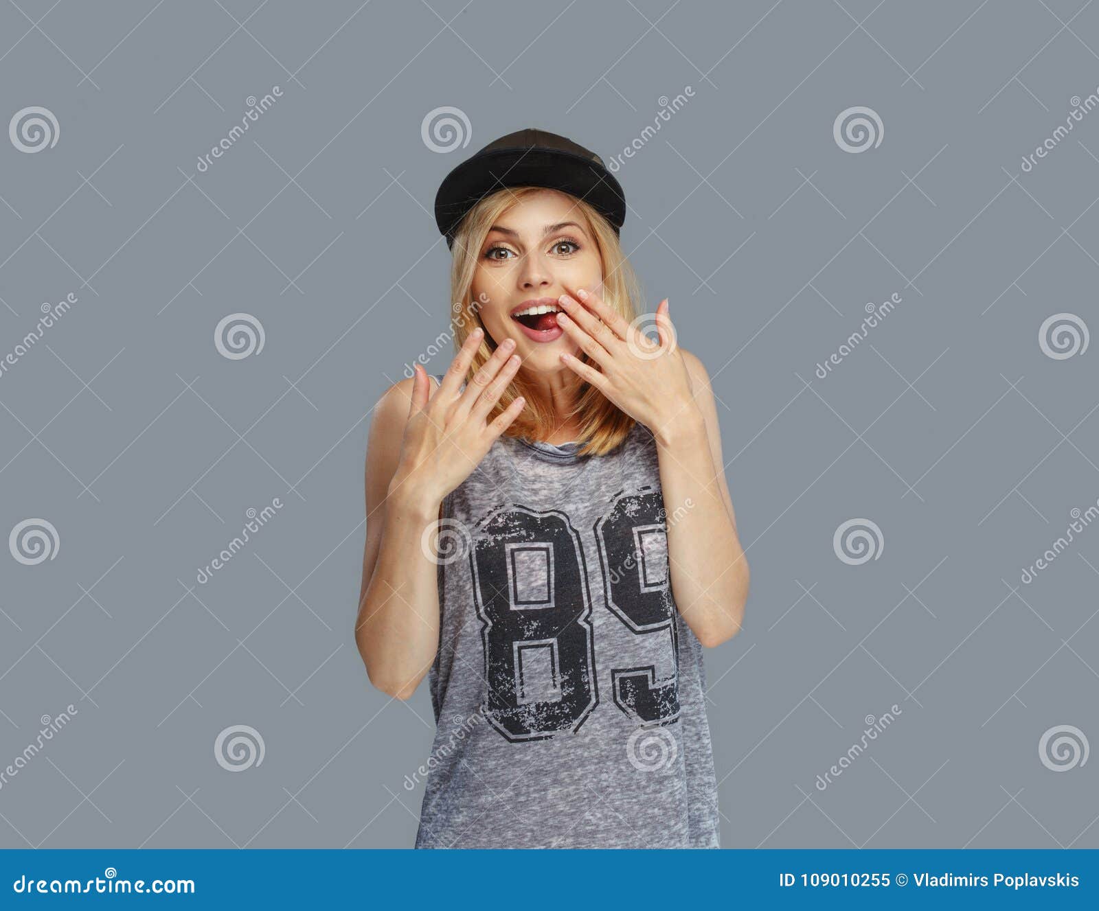 Portrait of Hip Hop Female in Baseball Cap. Stock Image - Image of ...