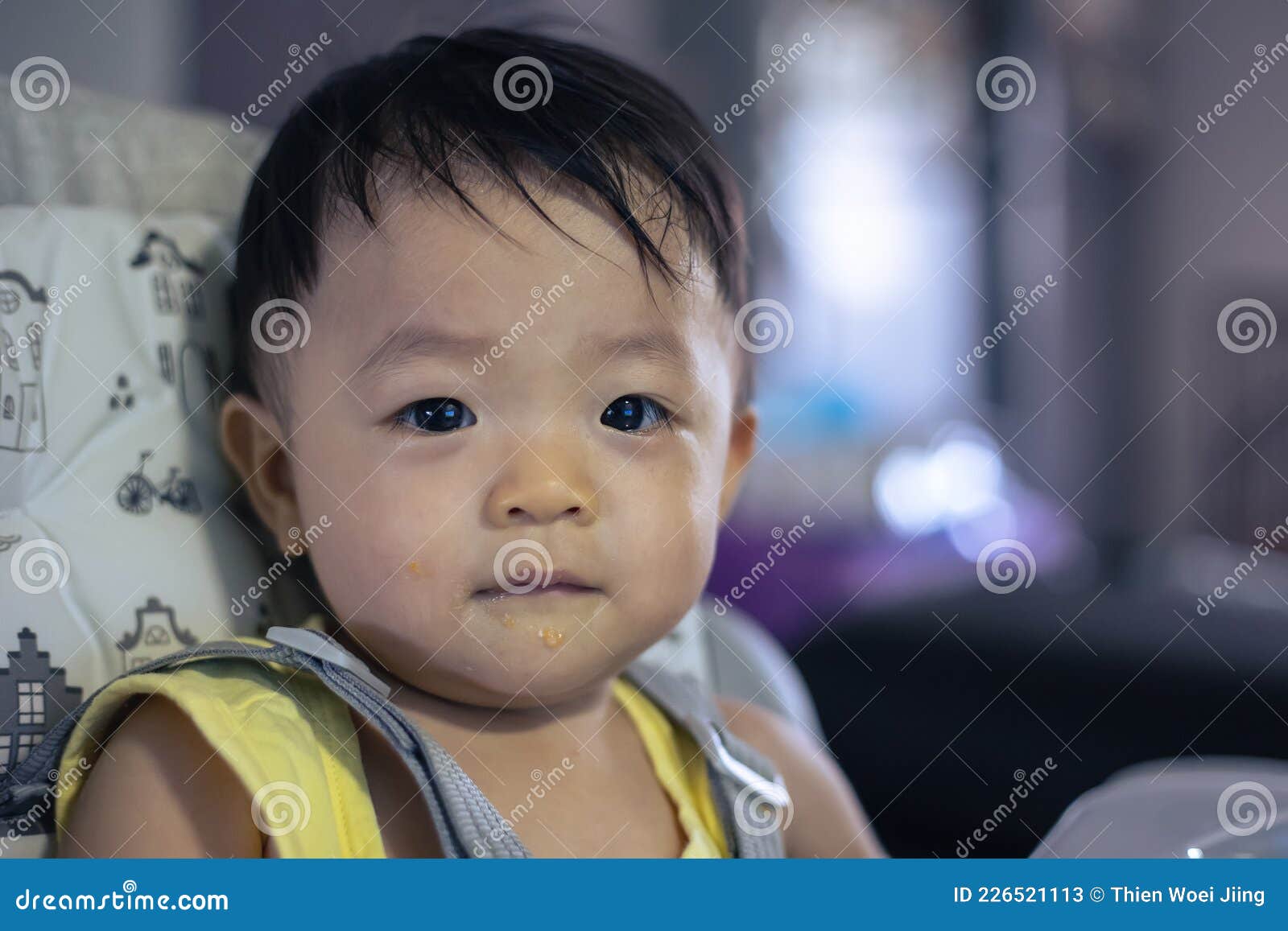 Portrait Image of Adorable and Cute Happy Asian Chinese Baby Boy Siting ...