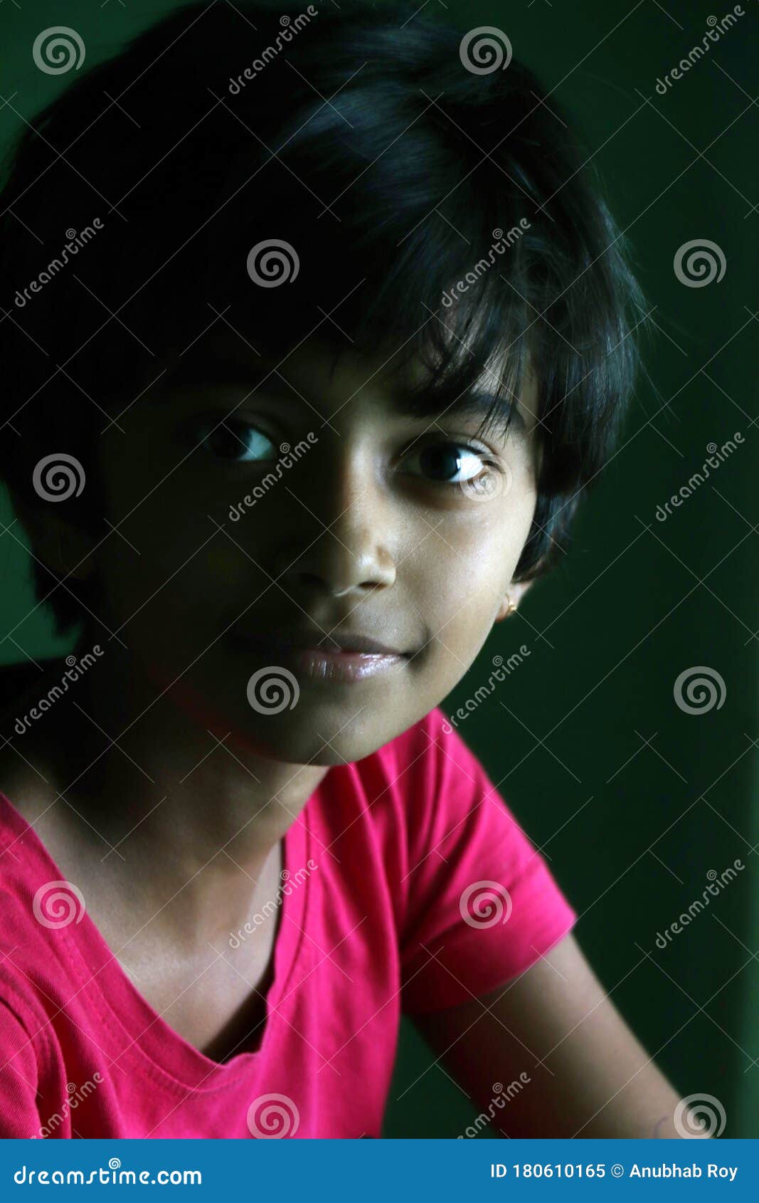 Portrait of an Indian Little Girl with Short Hair. Beautiful Eye of a Child  on Black Background Stock Image - Image of eyes, asian: 180610165
