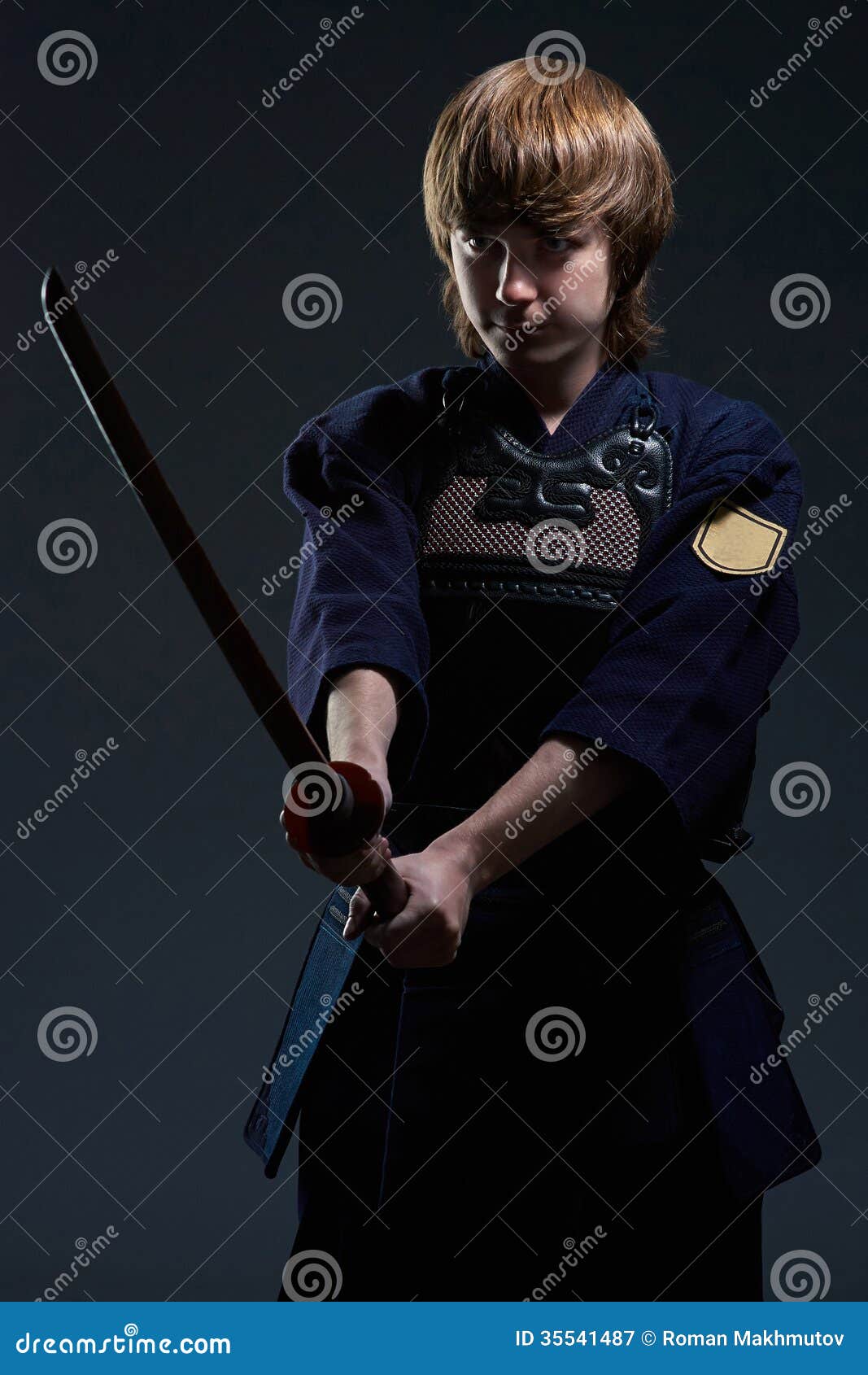 Portrait Of A Kendo Fighter With Bokken Stock Image Image of male