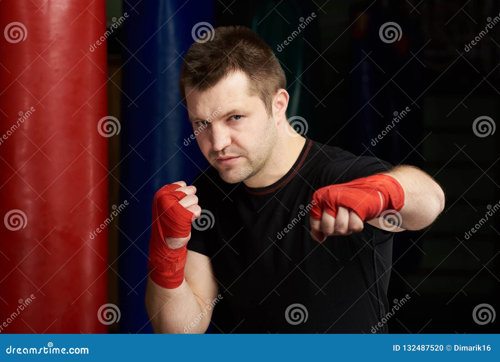 Portrait of kickboxing man stock photo. Image of fight - 132487520