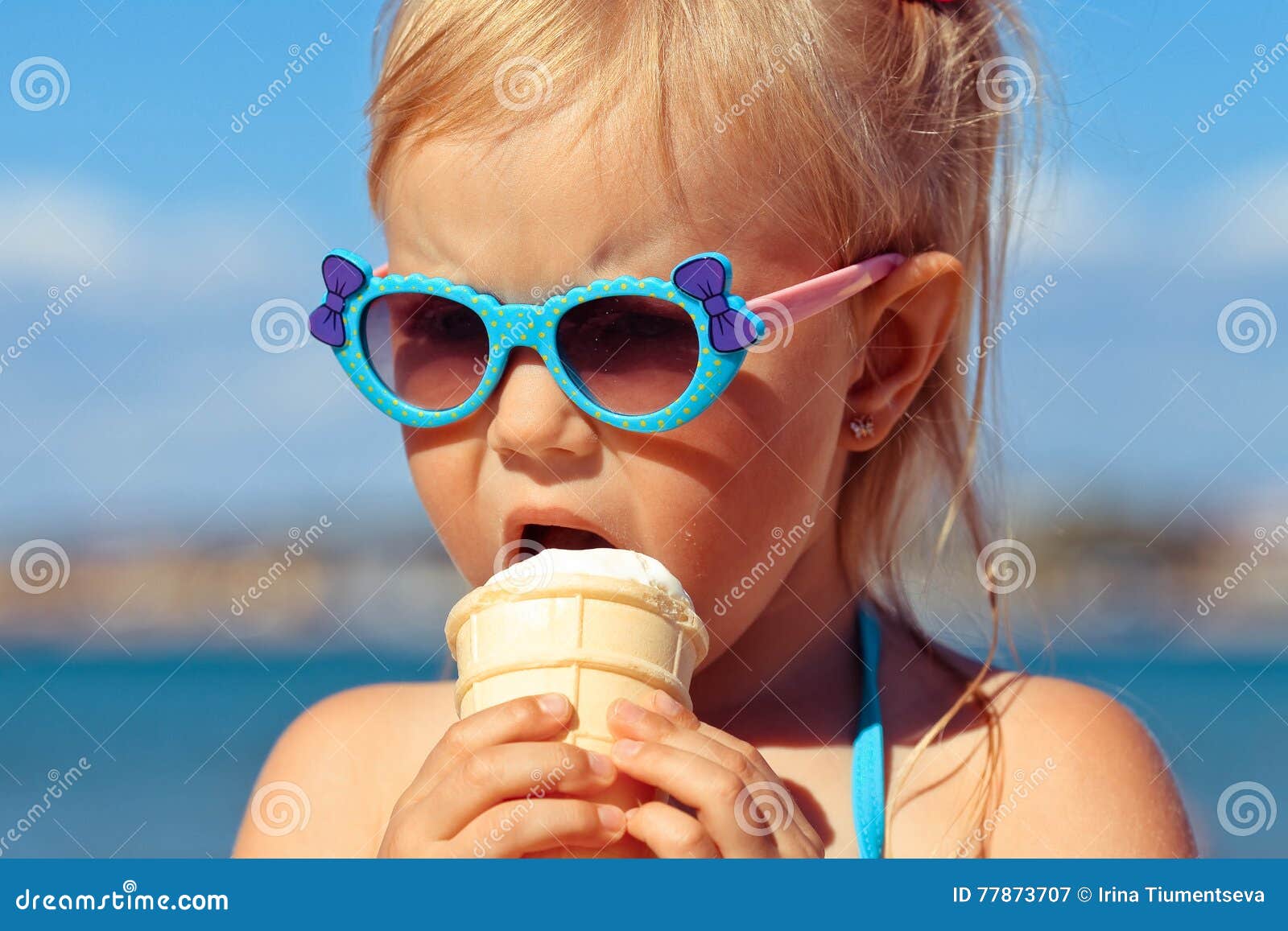 Portrait Kid with Ice Cream Stock Image Image of food, bathing 77873707