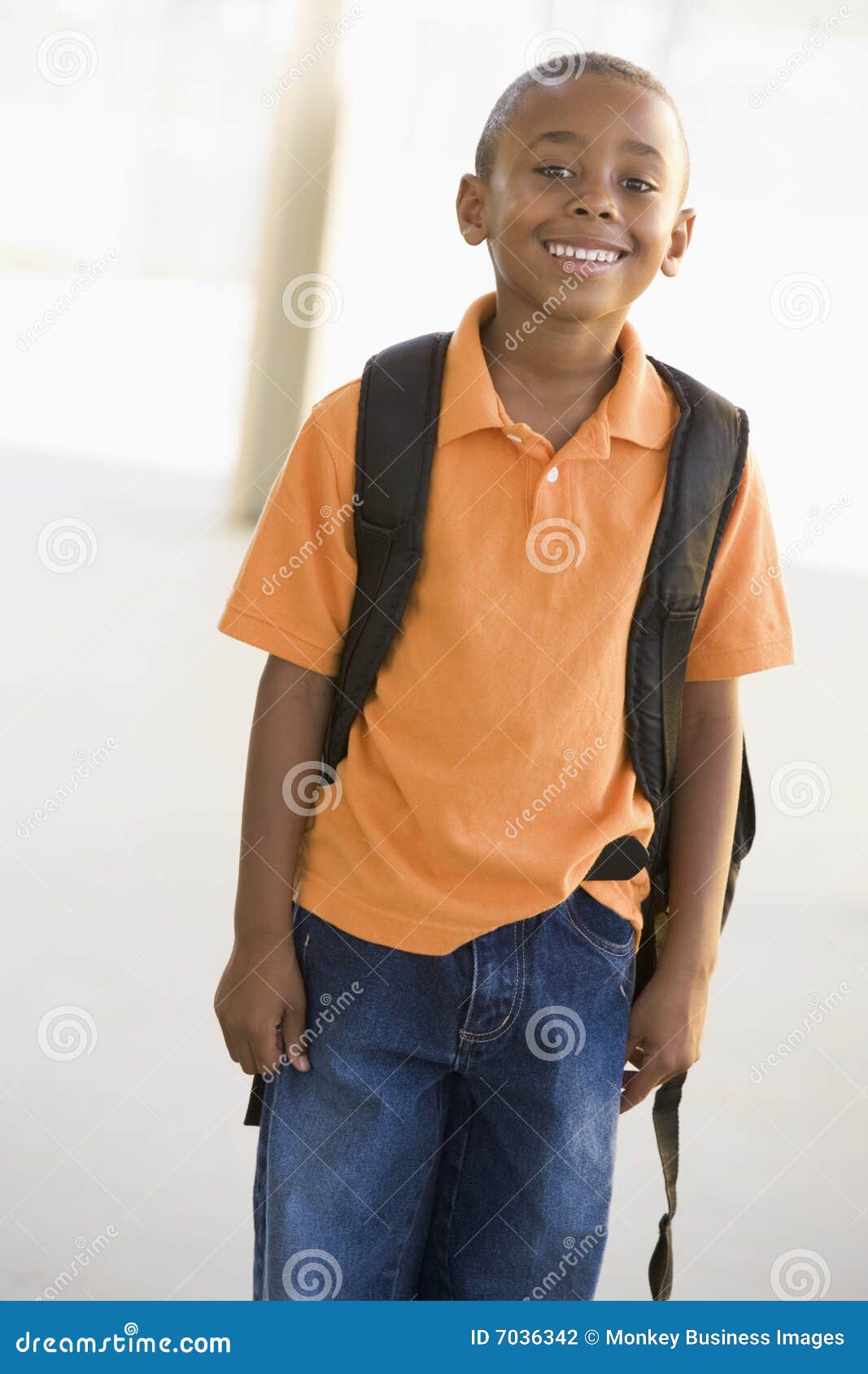 Portrait Of Kindergarten Boy With Backpack Stock Photo Image 7036342