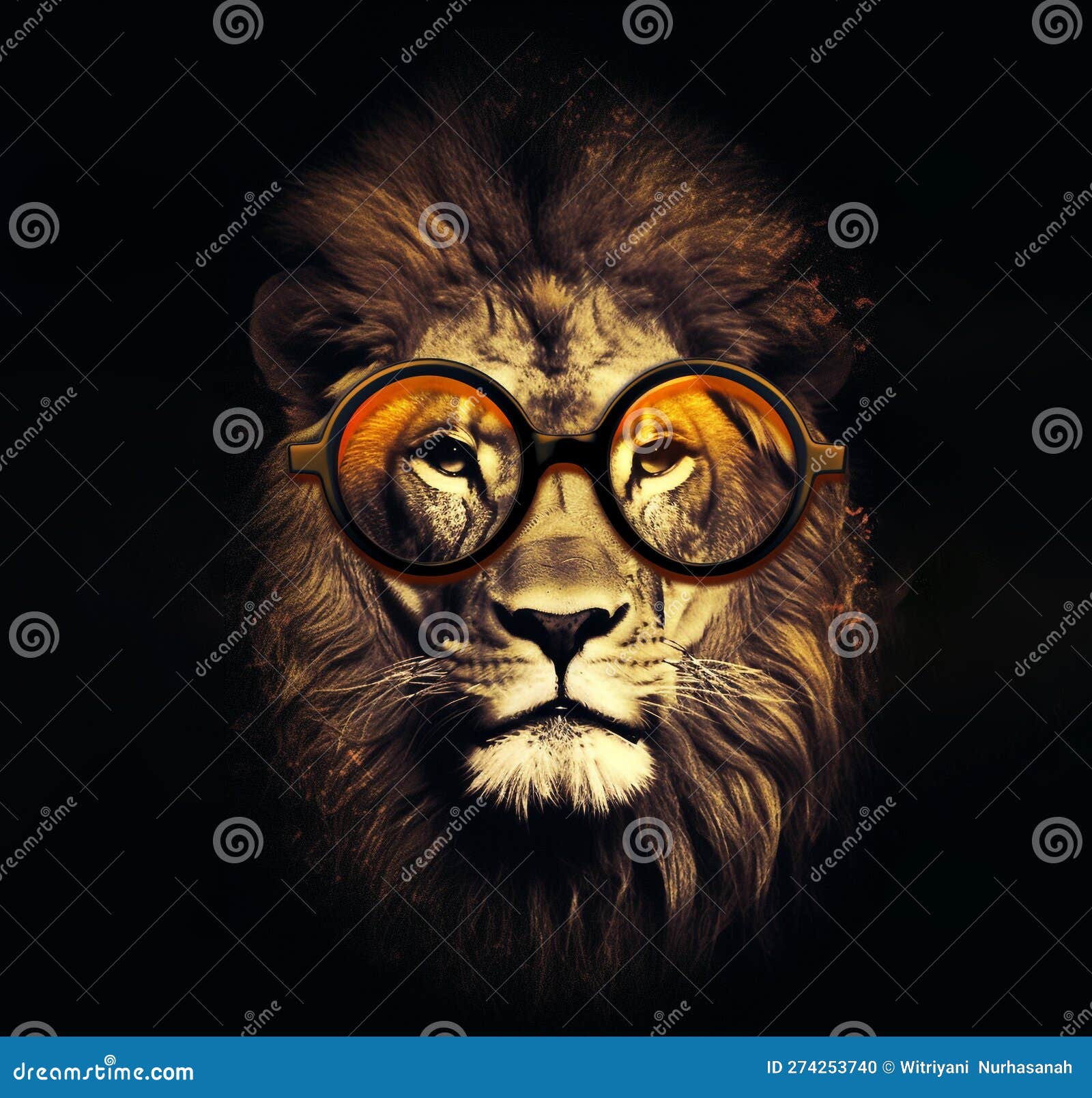 Portrait of Lion with Sunglasses Stock Illustration - Illustration of ...