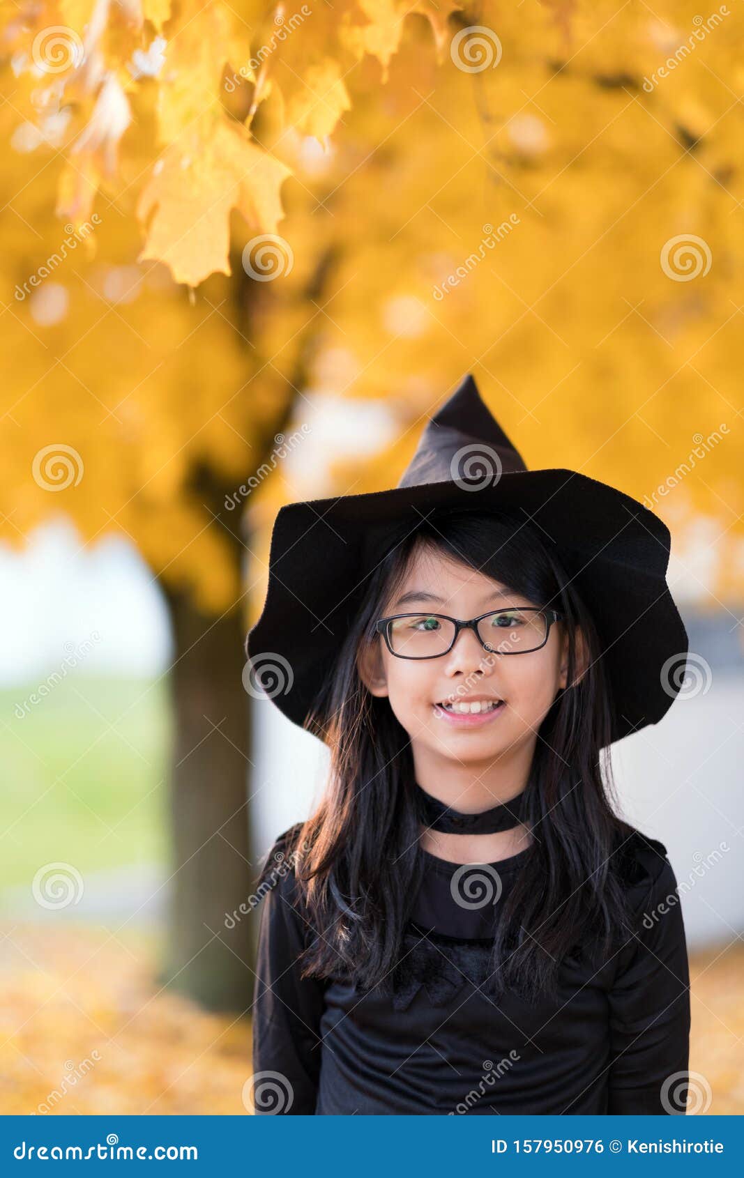 Portrait of Little Asian Girl in Witch Costume Stock Photo - Image of ...