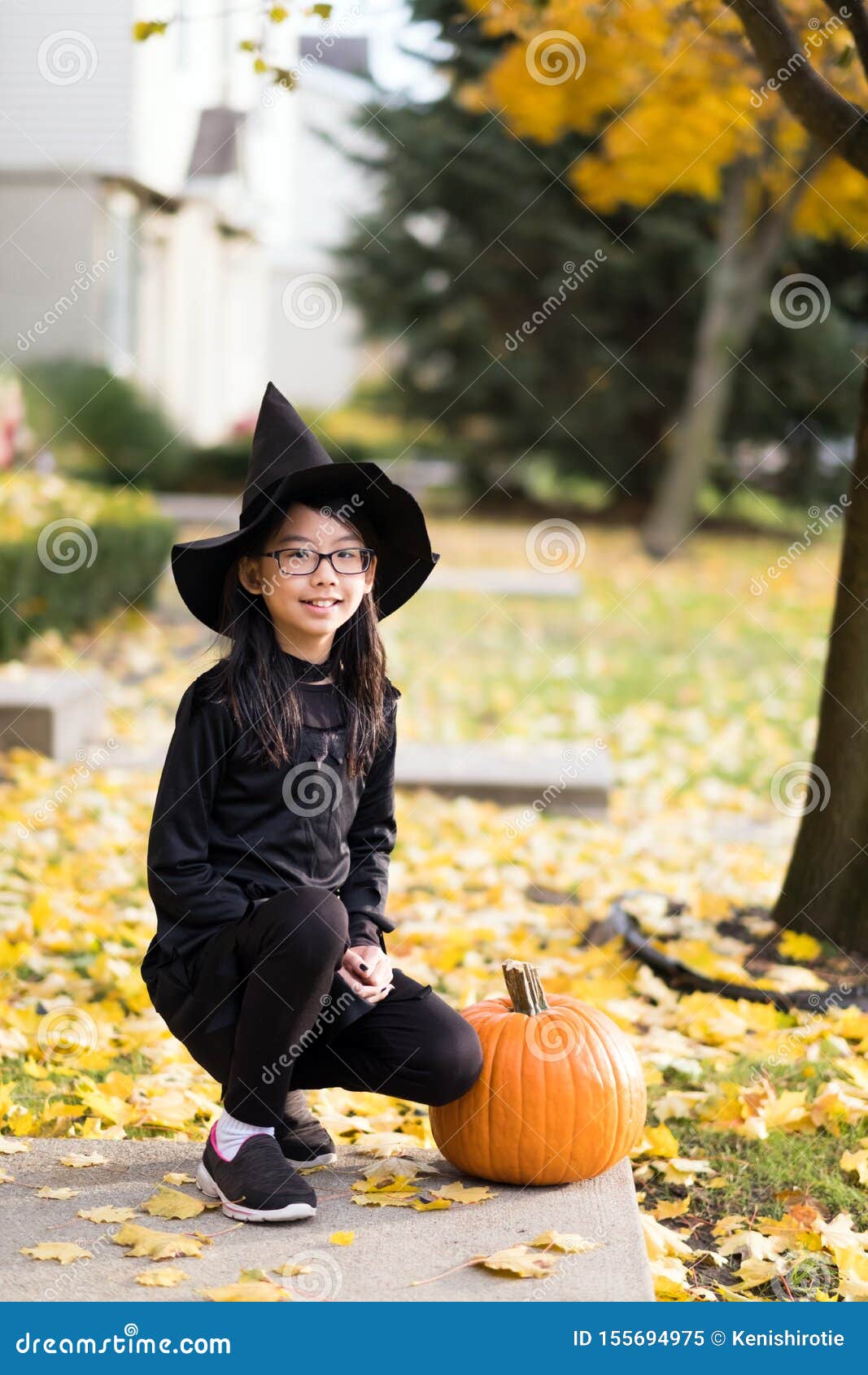 Portrait of Little Asian Girl in Witch Costume Stock Image - Image of ...