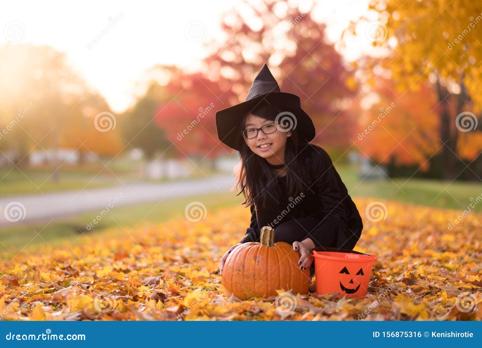 Portrait of Little Asian Girl in Witch Costume Stock Photo - Image of ...