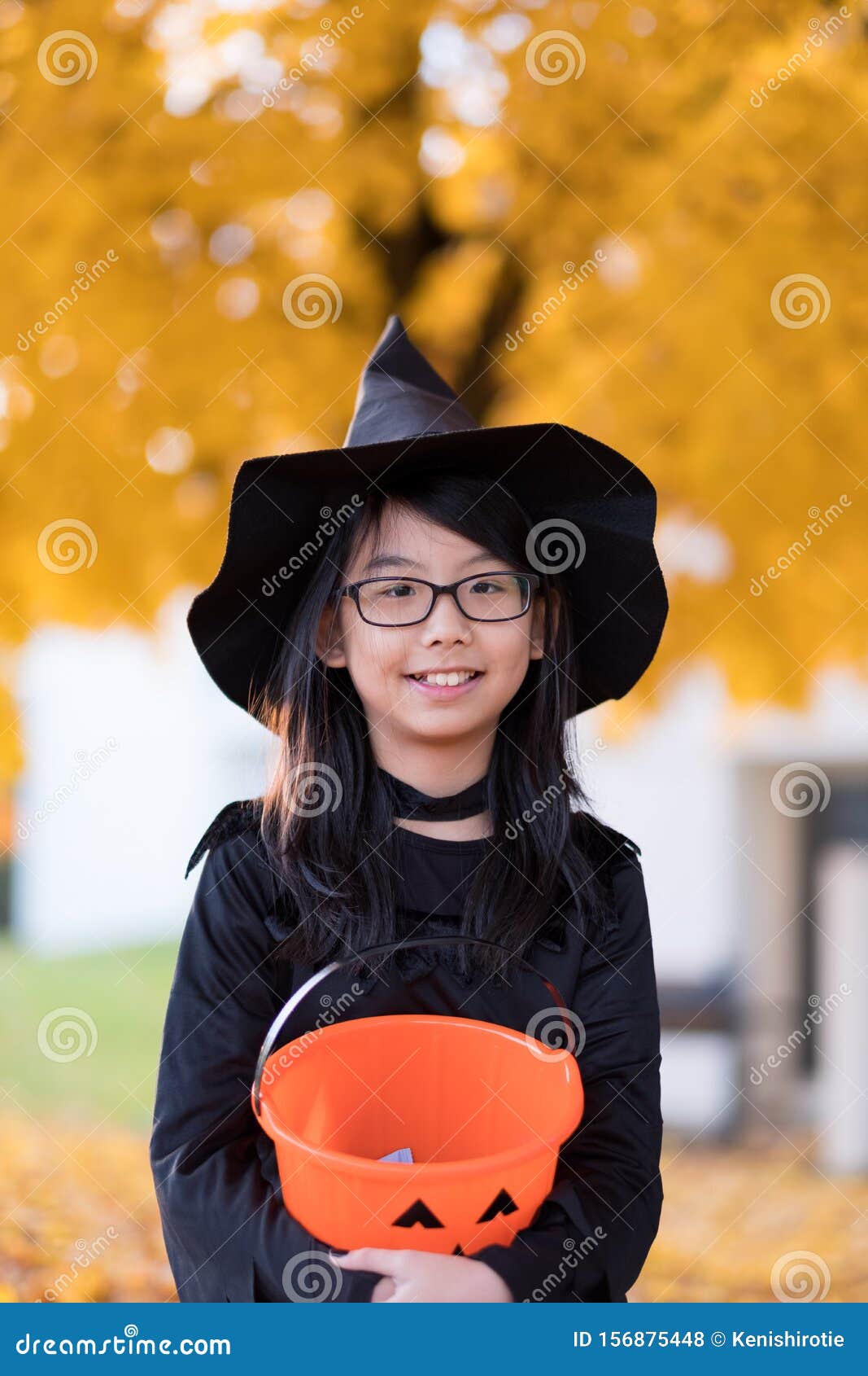 Portrait of Little Asian Girl in Witch Costume Stock Photo - Image of ...