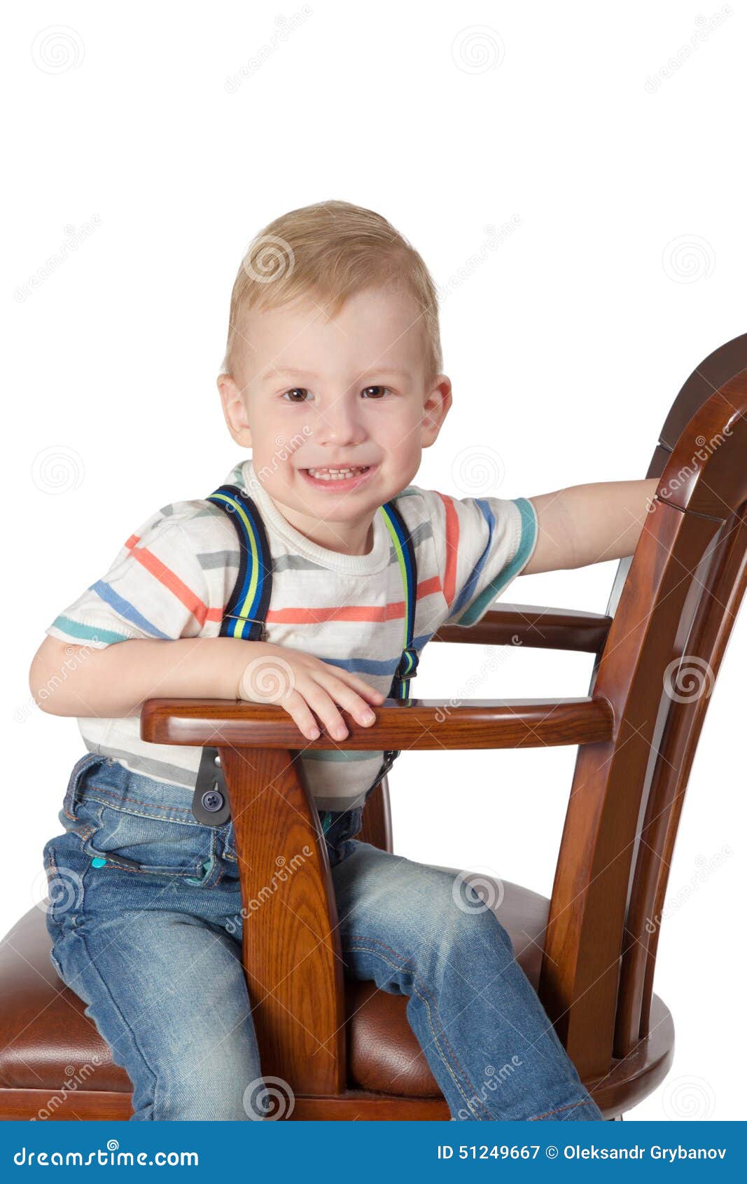 Portrait of Little Boy Sitting in a Chair Stock Image - Image of