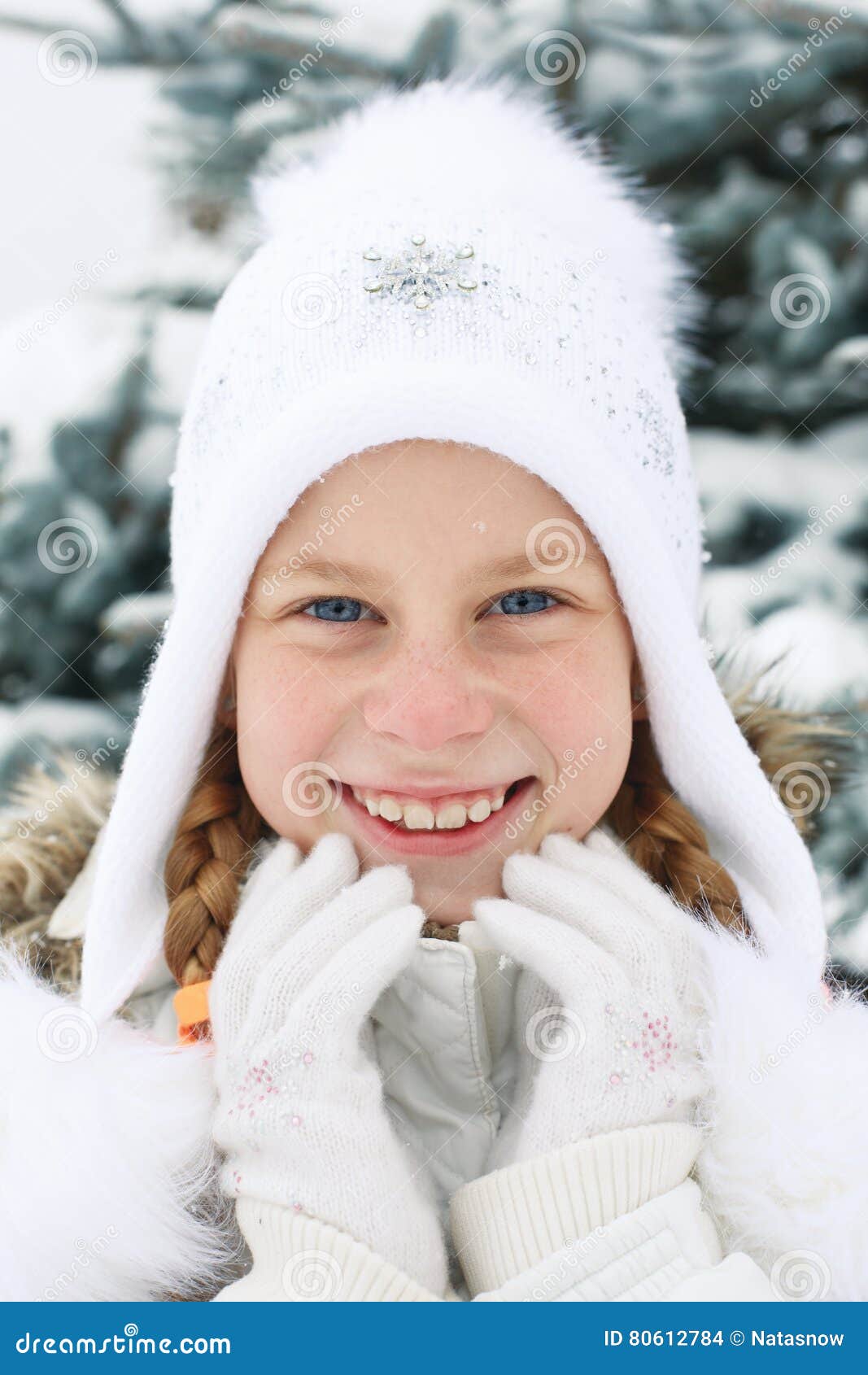 Portrait of Little Girl with Blonde Hair in Winter. Stock Photo - Image ...