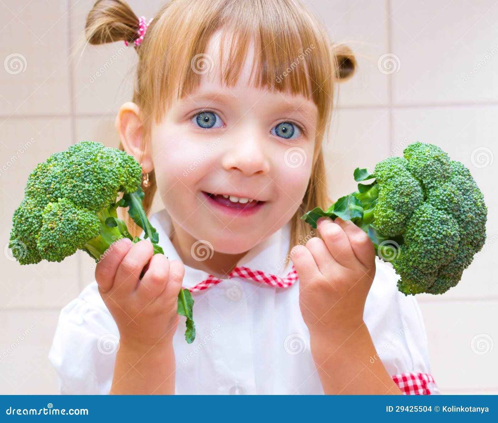 Portrait of a Little Girl with Broccoli Stock Photo Image of diet