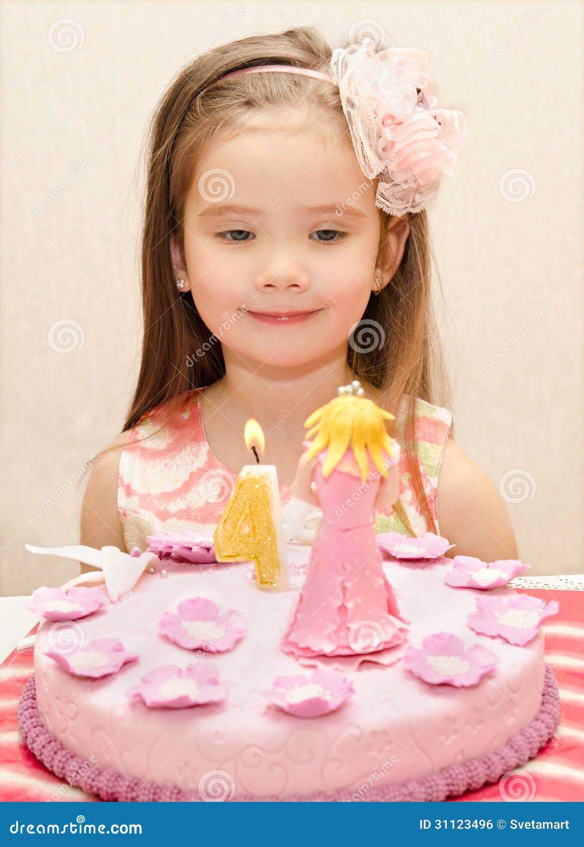 Portrait Of Little Girl And Her Birthday Cake Stock Photo Image Of birthday-cake-designs-for-girl