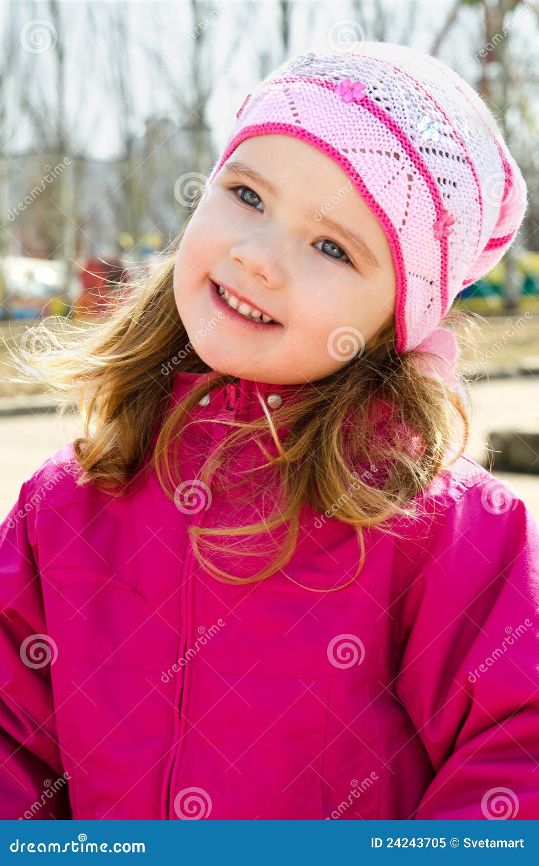 Portrait of Little Girl Outdoors on a Spring Day Stock Image - Image of ...