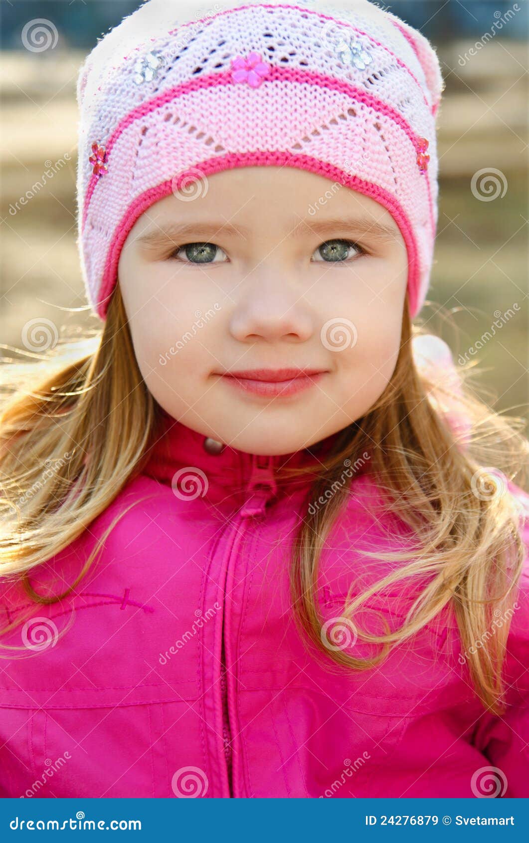 Portrait of Little Girl Outdoors on a Spring Day Stock Image - Image of ...