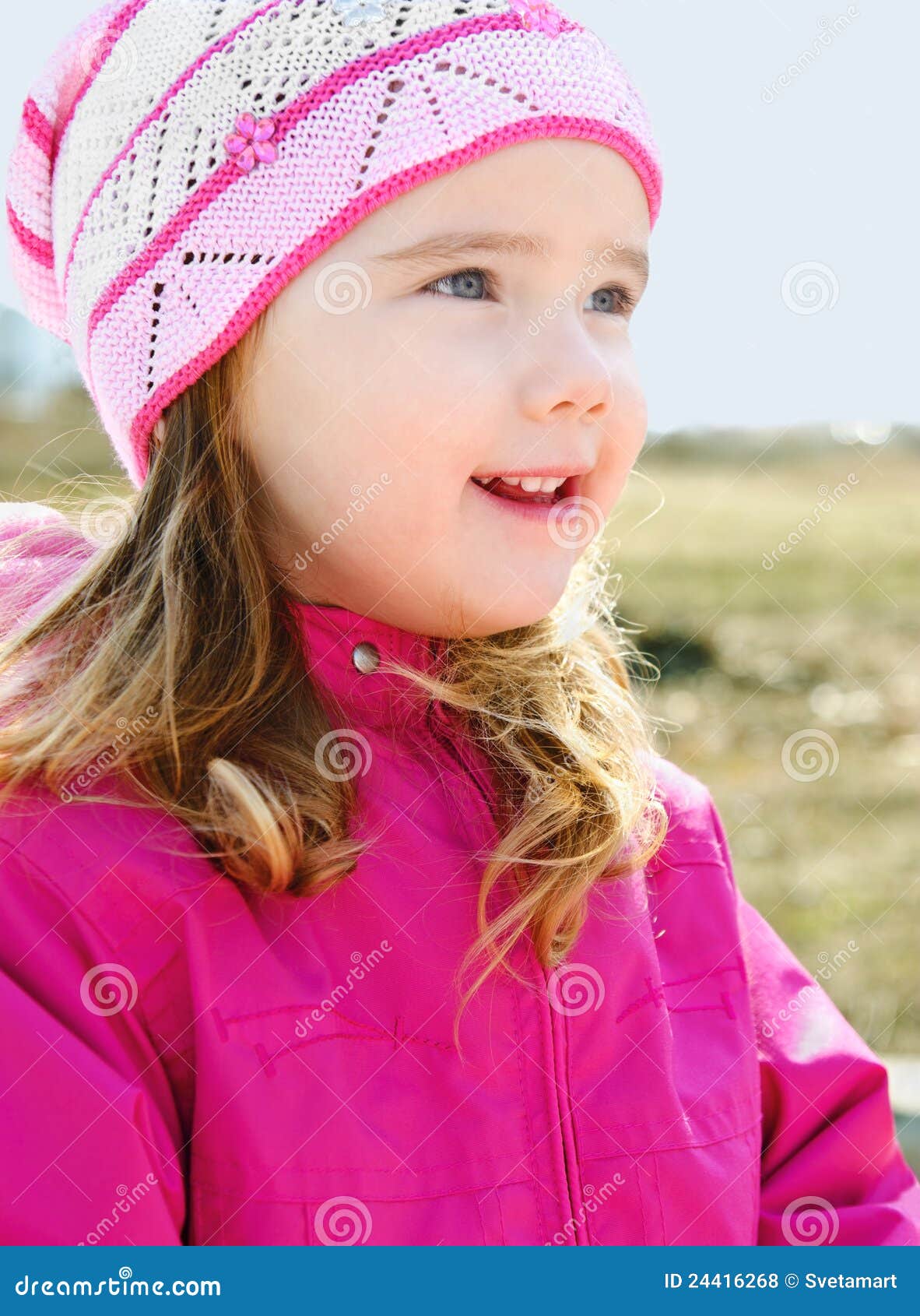 Portrait of Little Girl Outdoors on a Spring Day Stock Photo - Image of ...