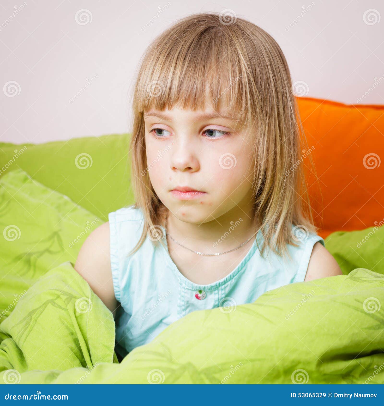 Portrait of Little Girl with Pox Stock Image - Image of rash, bored ...