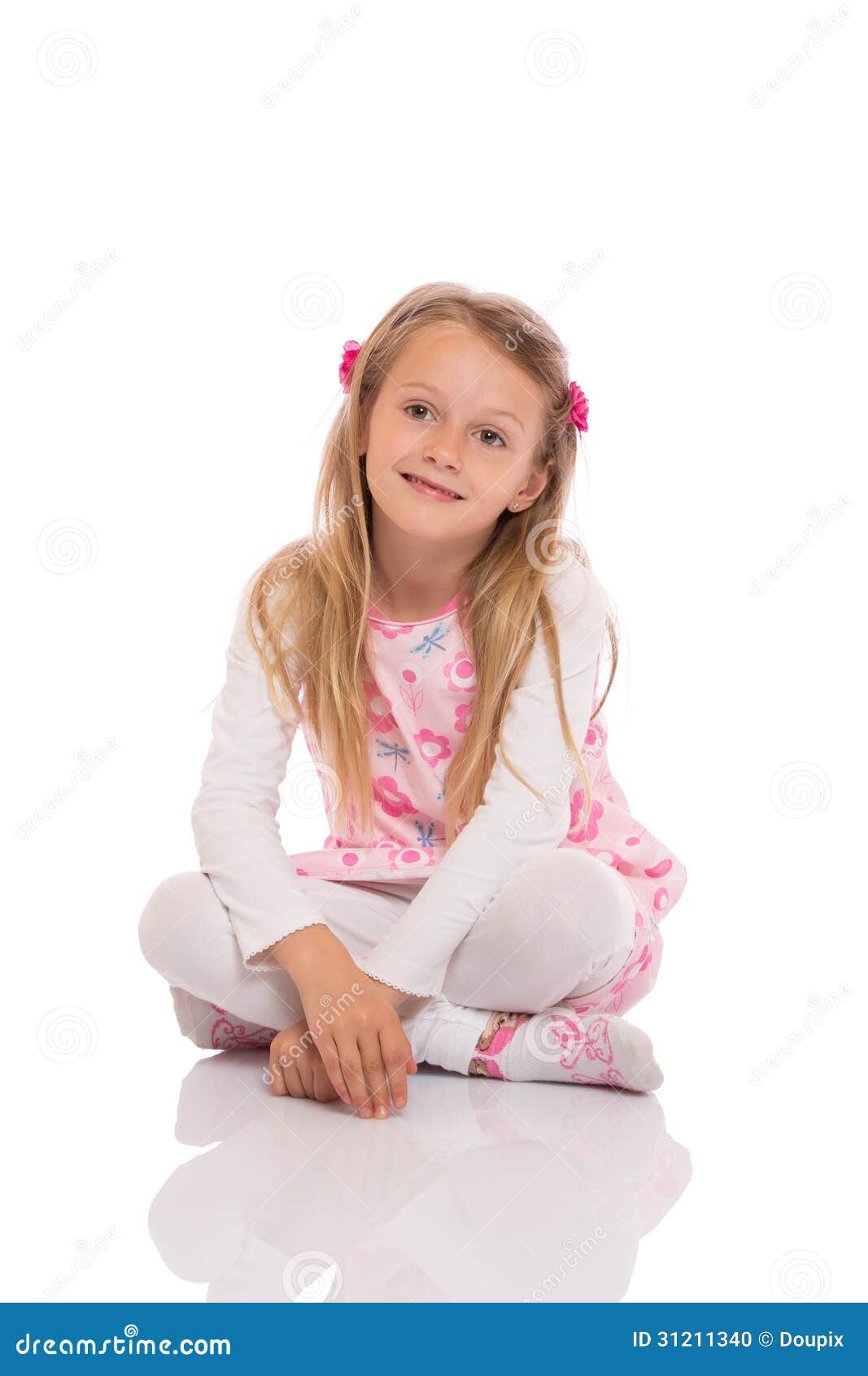 Portrait of a Little Girl Sitting Stock Photo - Image of look, girl ...